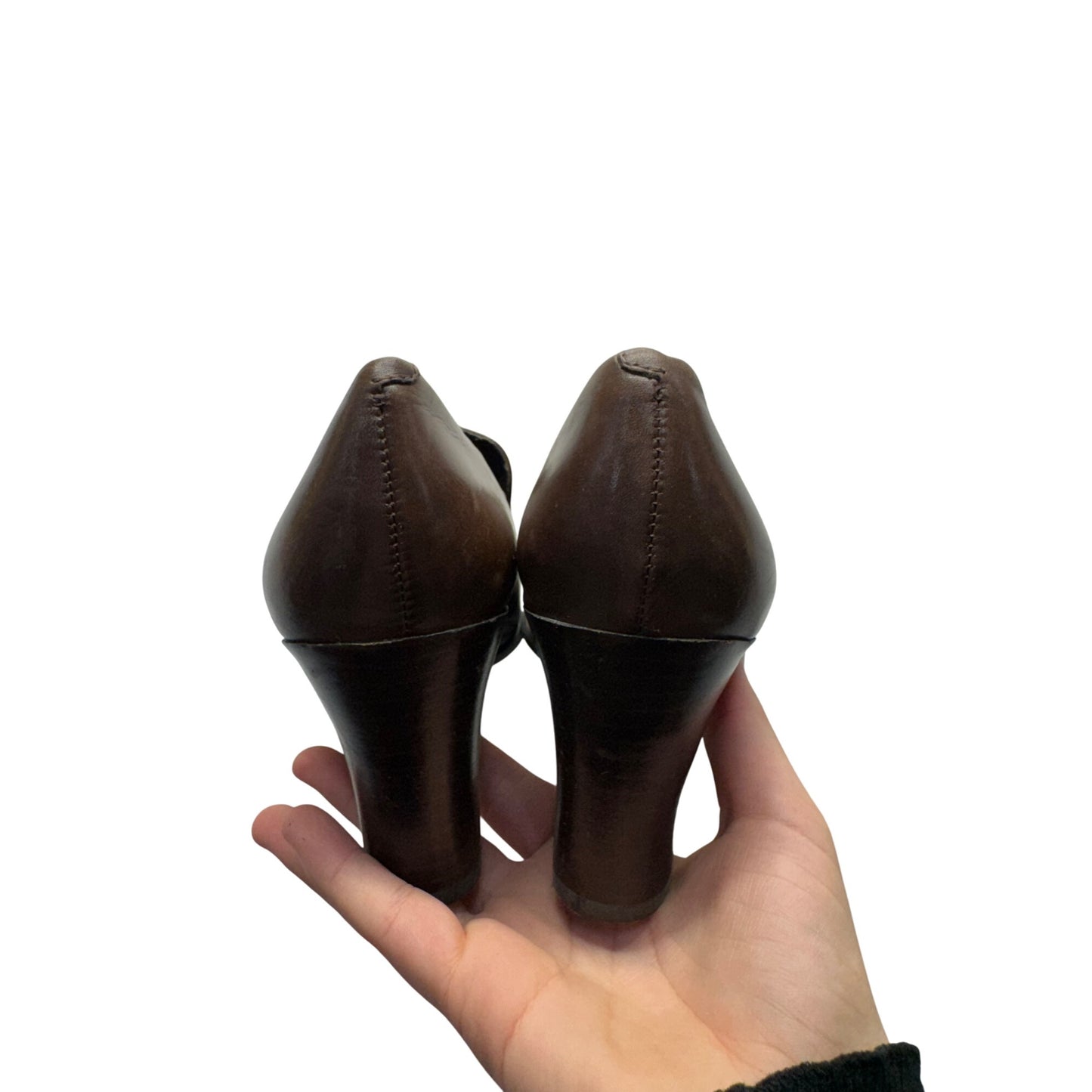 Franco Sarto Brown Leather Heeled Loafers Size 8 #9450