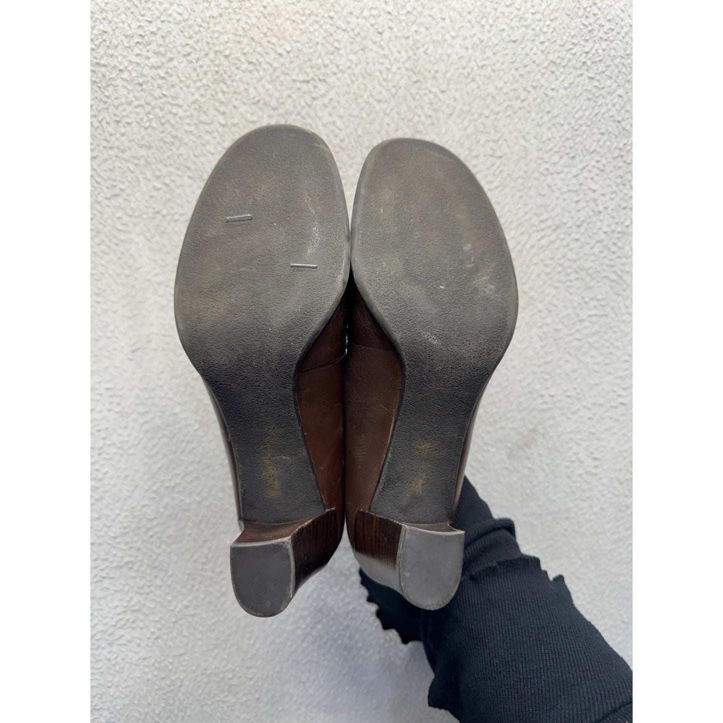 Franco Sarto Brown Leather Heeled Loafers Size 8 #9450