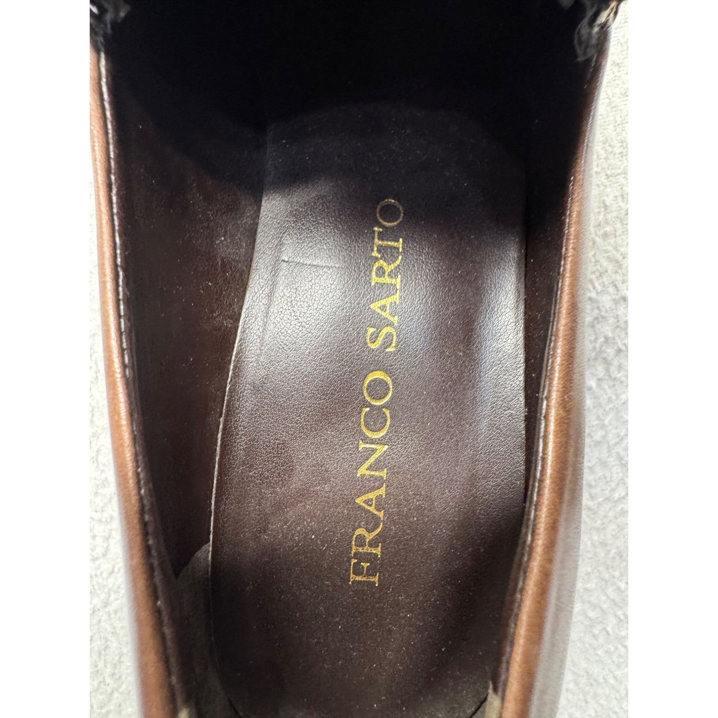 Franco Sarto Brown Leather Heeled Loafers Size 8 #9450