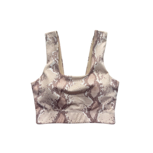 Varley XS Snake Print Sports Bra Beige & Brown Stretch Fabric #3B