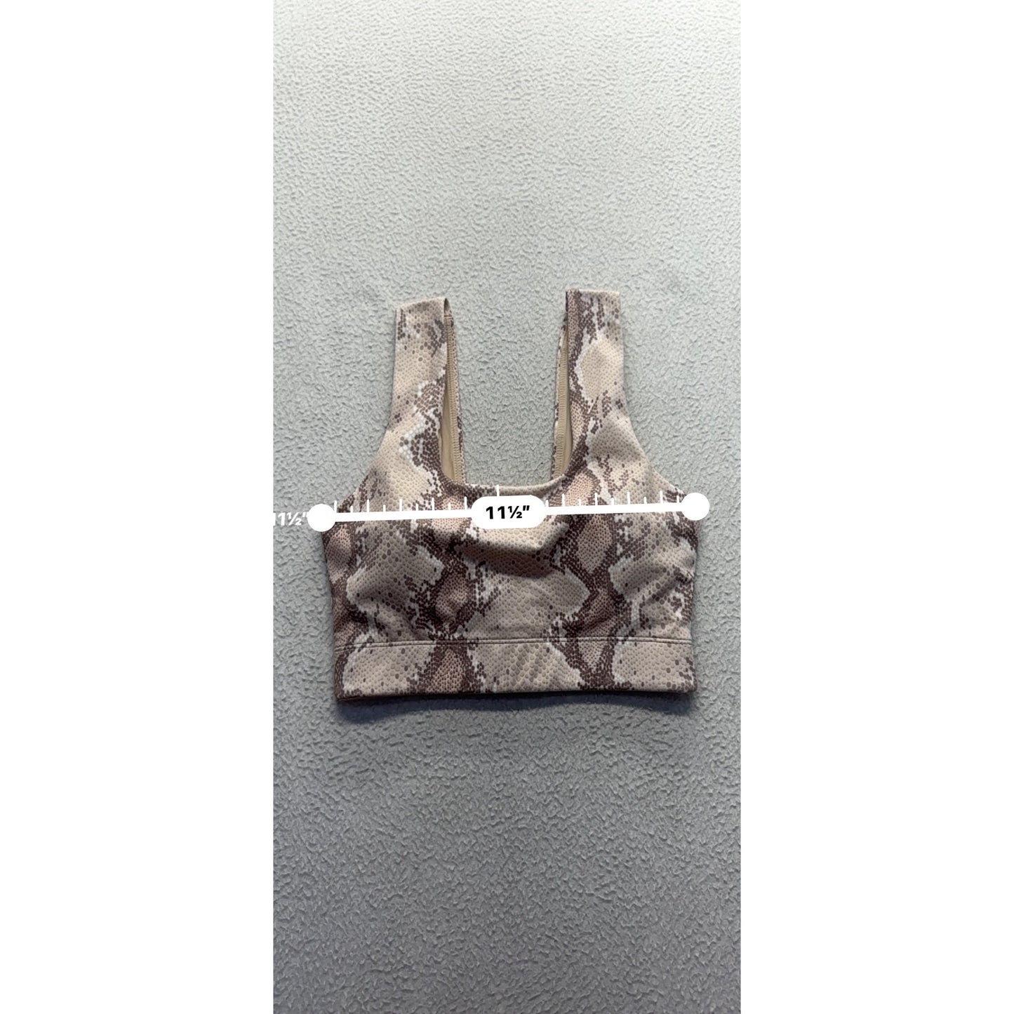 Varley XS Snake Print Sports Bra Beige & Brown Stretch Fabric #3B