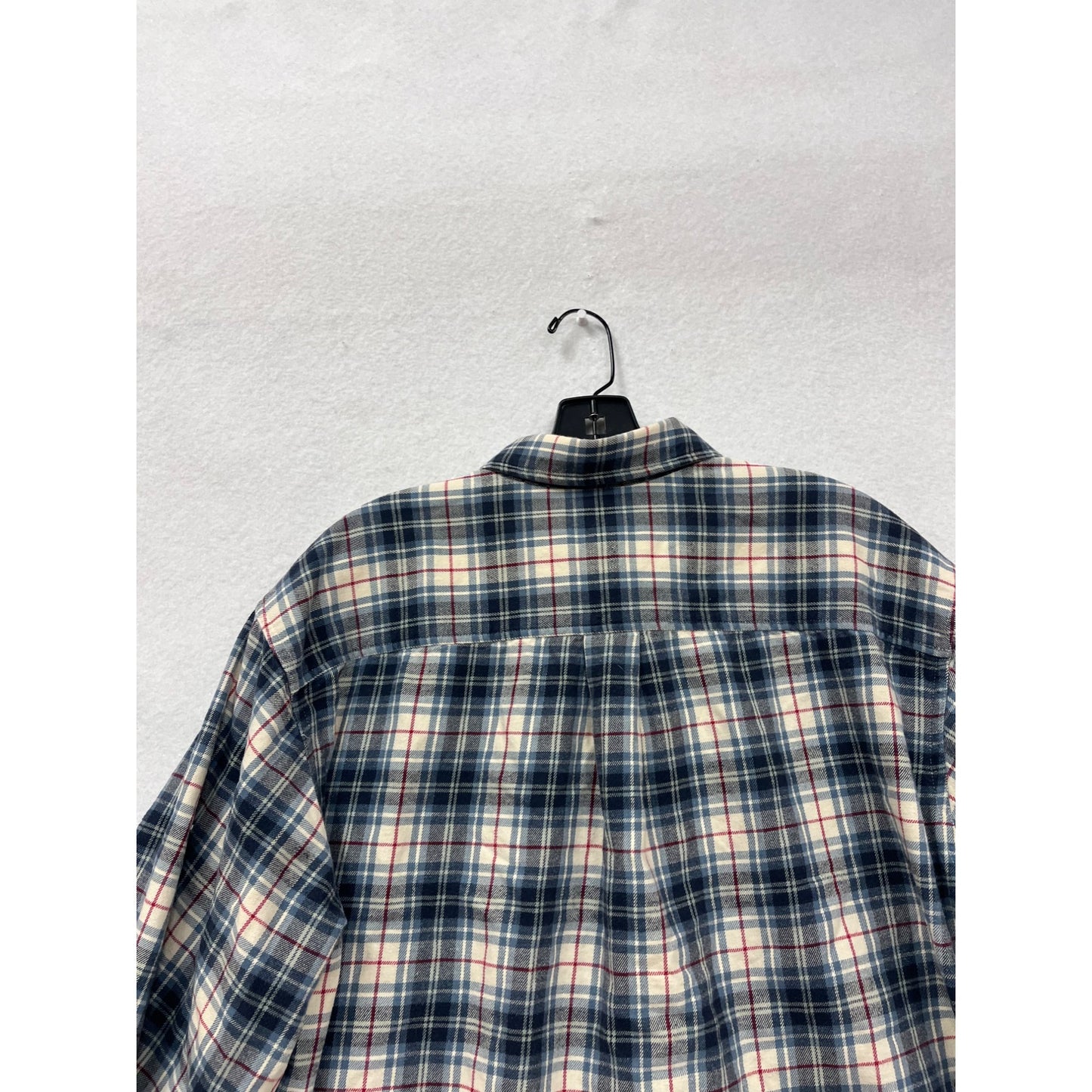 Eddie Bauer Plaid Button-Up Shirt Size L 100% Cotton Blue/White #8322