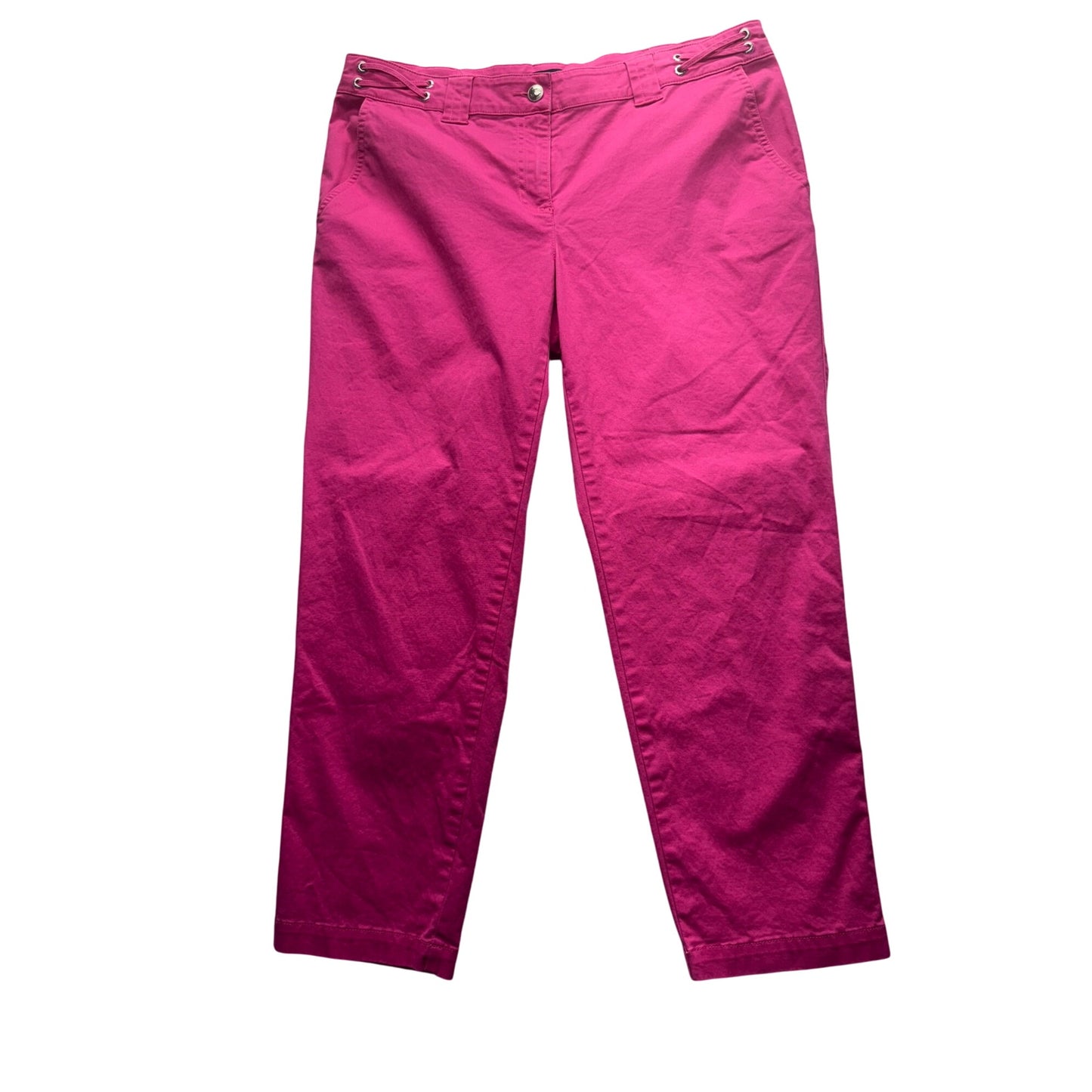 Nautica Pink Cropped Pants Size 12 With Lace-Up Detail Cotton & Spandex #9264