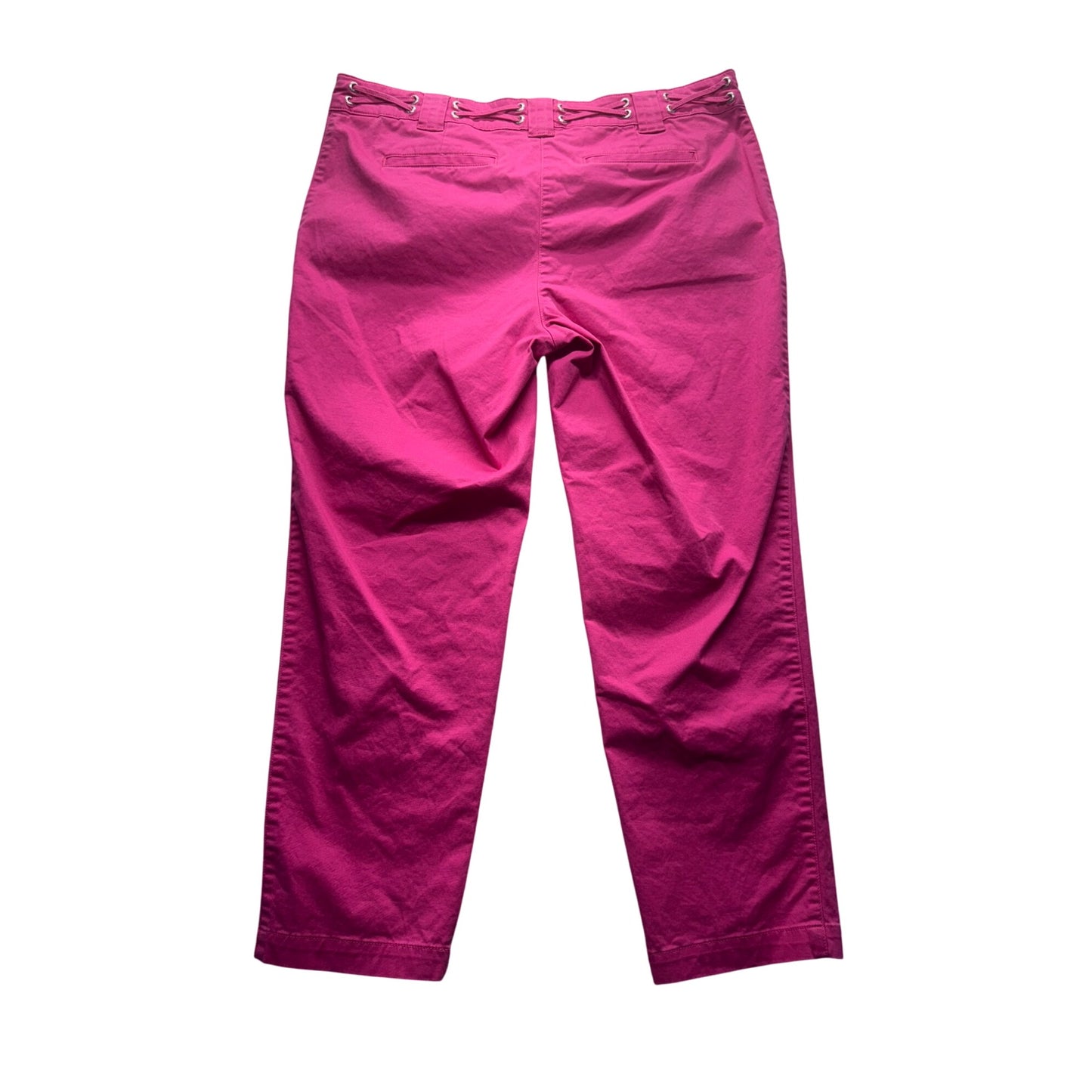 Nautica Pink Cropped Pants Size 12 With Lace-Up Detail Cotton & Spandex #9264