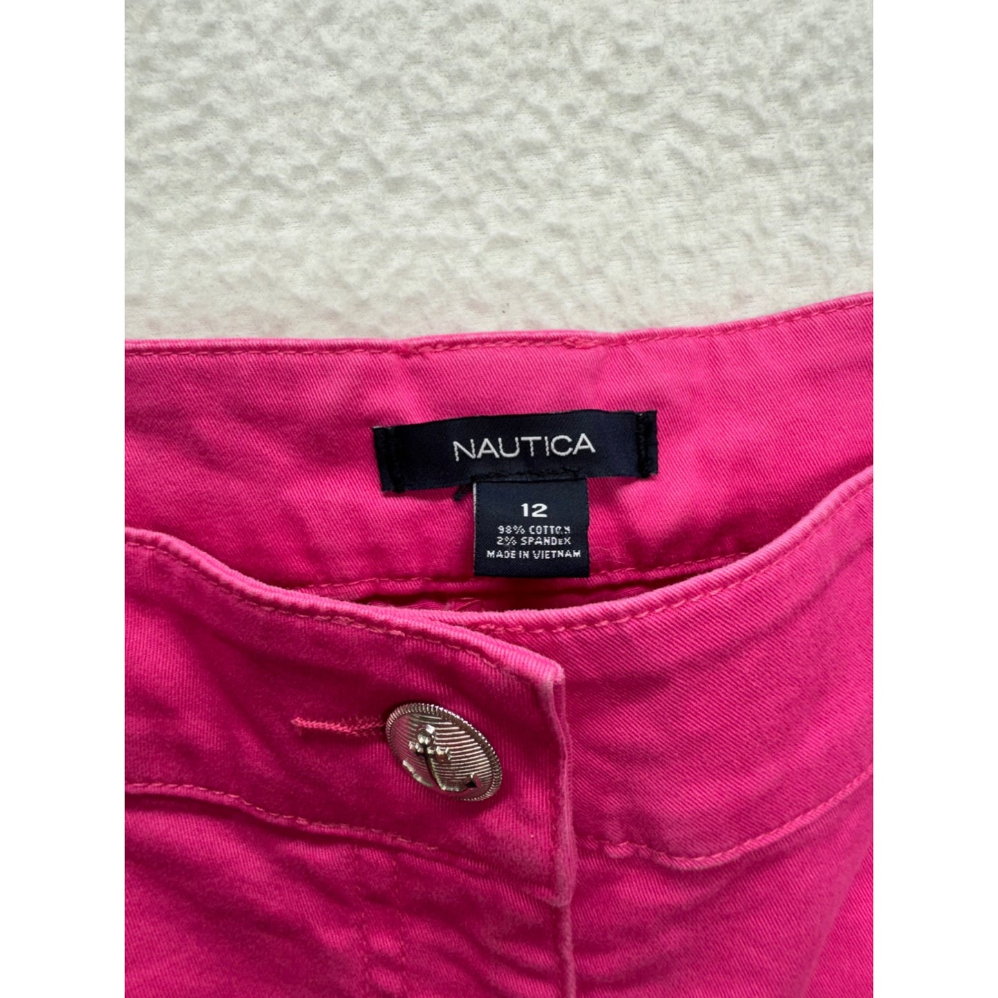 Nautica Pink Cropped Pants Size 12 With Lace-Up Detail Cotton & Spandex #9264