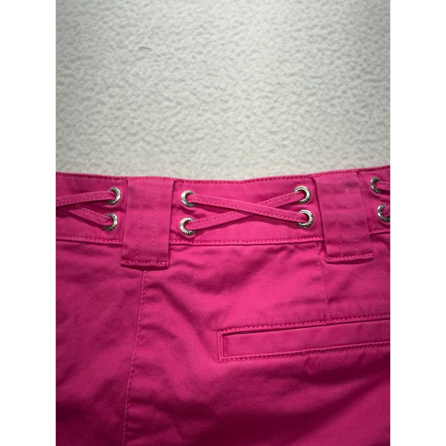 Nautica Pink Cropped Pants Size 12 With Lace-Up Detail Cotton & Spandex #9264