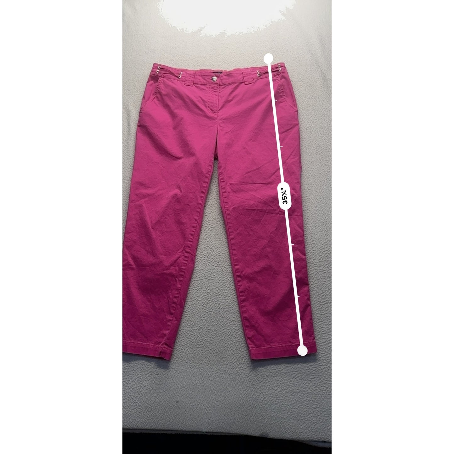 Nautica Pink Cropped Pants Size 12 With Lace-Up Detail Cotton & Spandex #9264