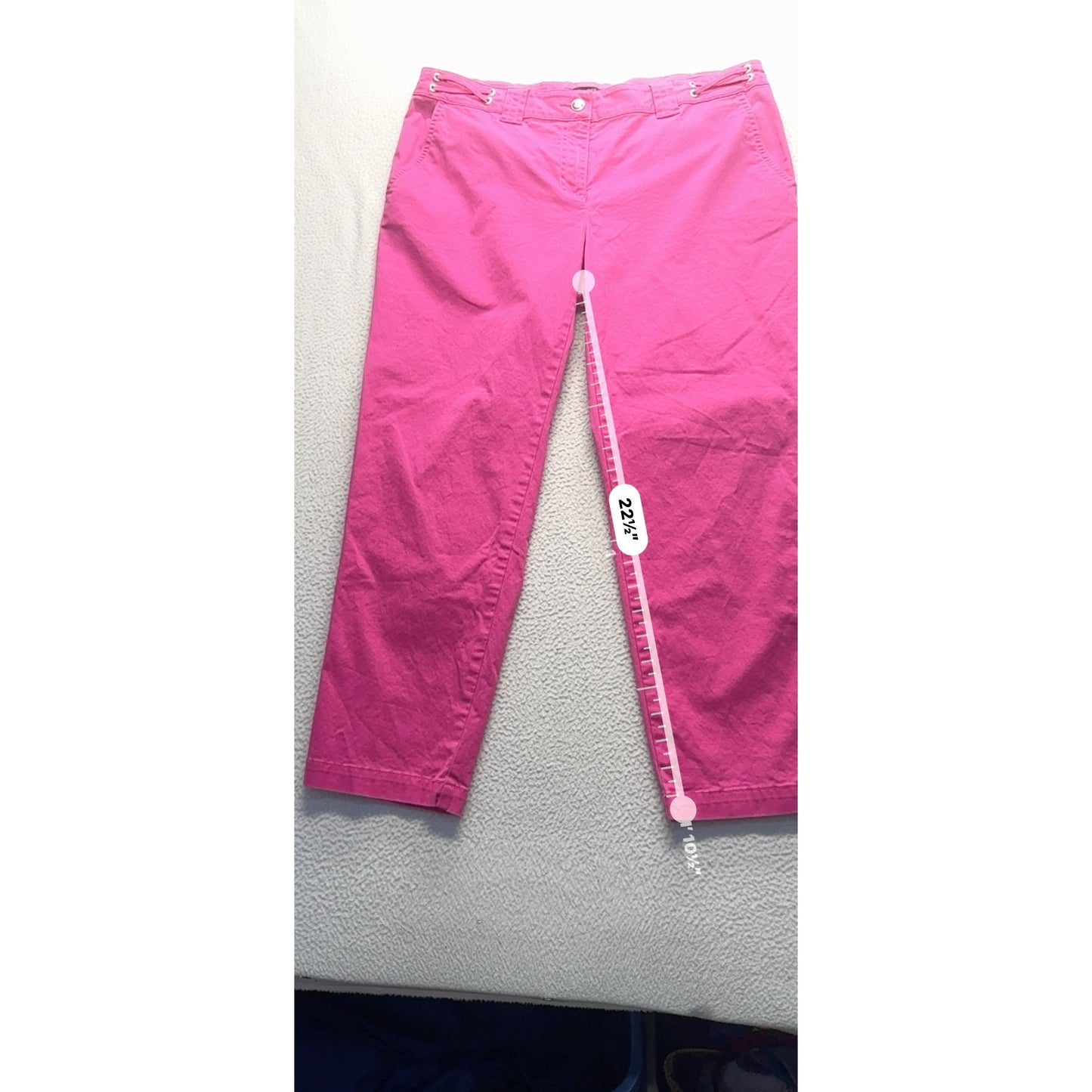 Nautica Pink Cropped Pants Size 12 With Lace-Up Detail Cotton & Spandex #9264
