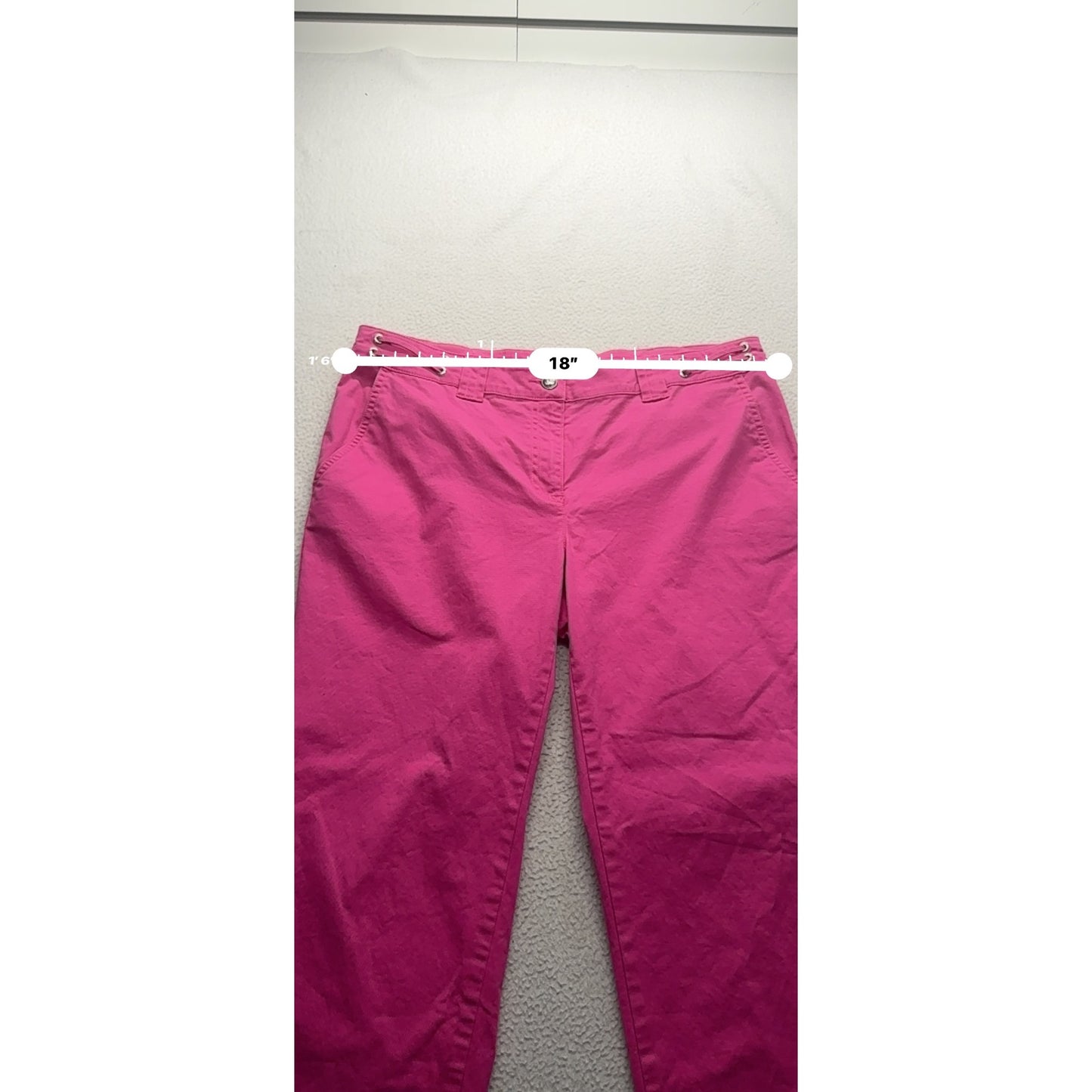 Nautica Pink Cropped Pants Size 12 With Lace-Up Detail Cotton & Spandex #9264