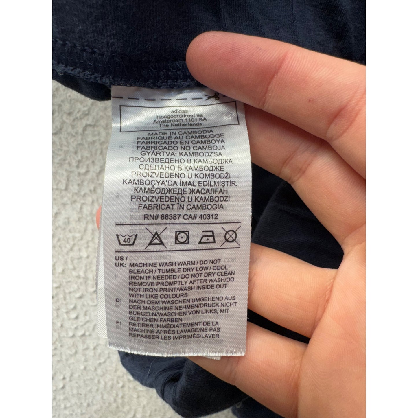 Adidas Navy Blue Linear Logo Leggings Slim Fit Athletic Pants #9930