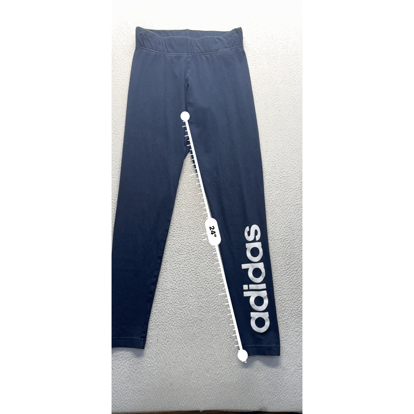 Adidas Navy Blue Linear Logo Leggings Slim Fit Athletic Pants #9930