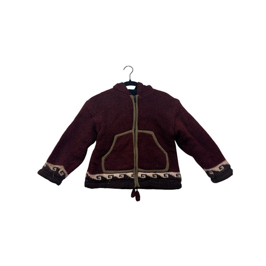 Kids XL Hooded Knitted Jacket With Bear Ears & Zip Closure #8169
