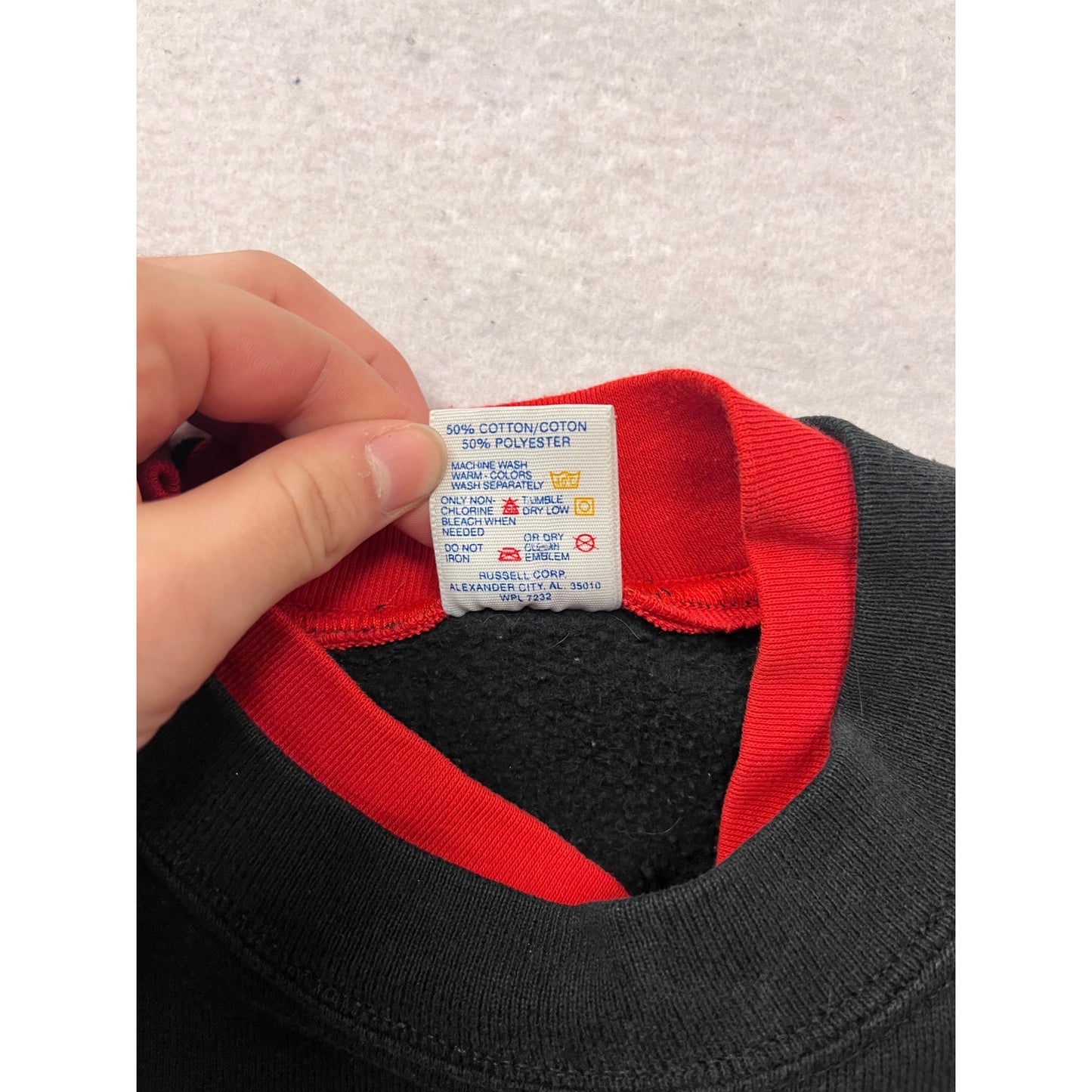 Vintage Jerzees Black Sweatshirt W/ Red Cardinal Embroidery Double Collar Size L #106C