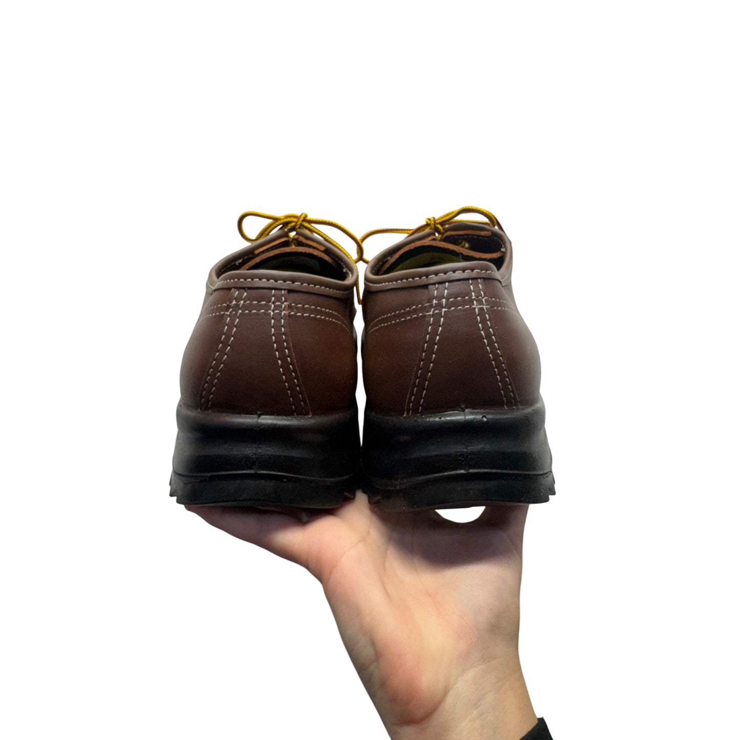 Brown Leather Lace-Up Shoes With Rugged Soles For Outdoor & Casual Wear #131B