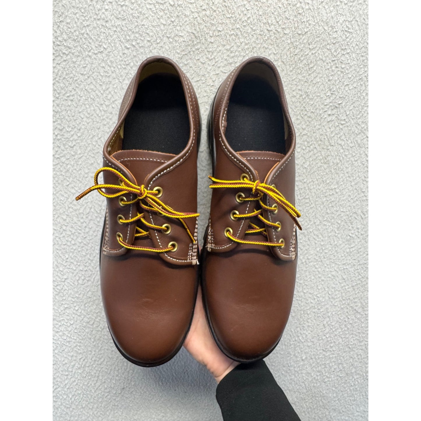 Brown Leather Lace-Up Shoes With Rugged Soles For Outdoor & Casual Wear #131B