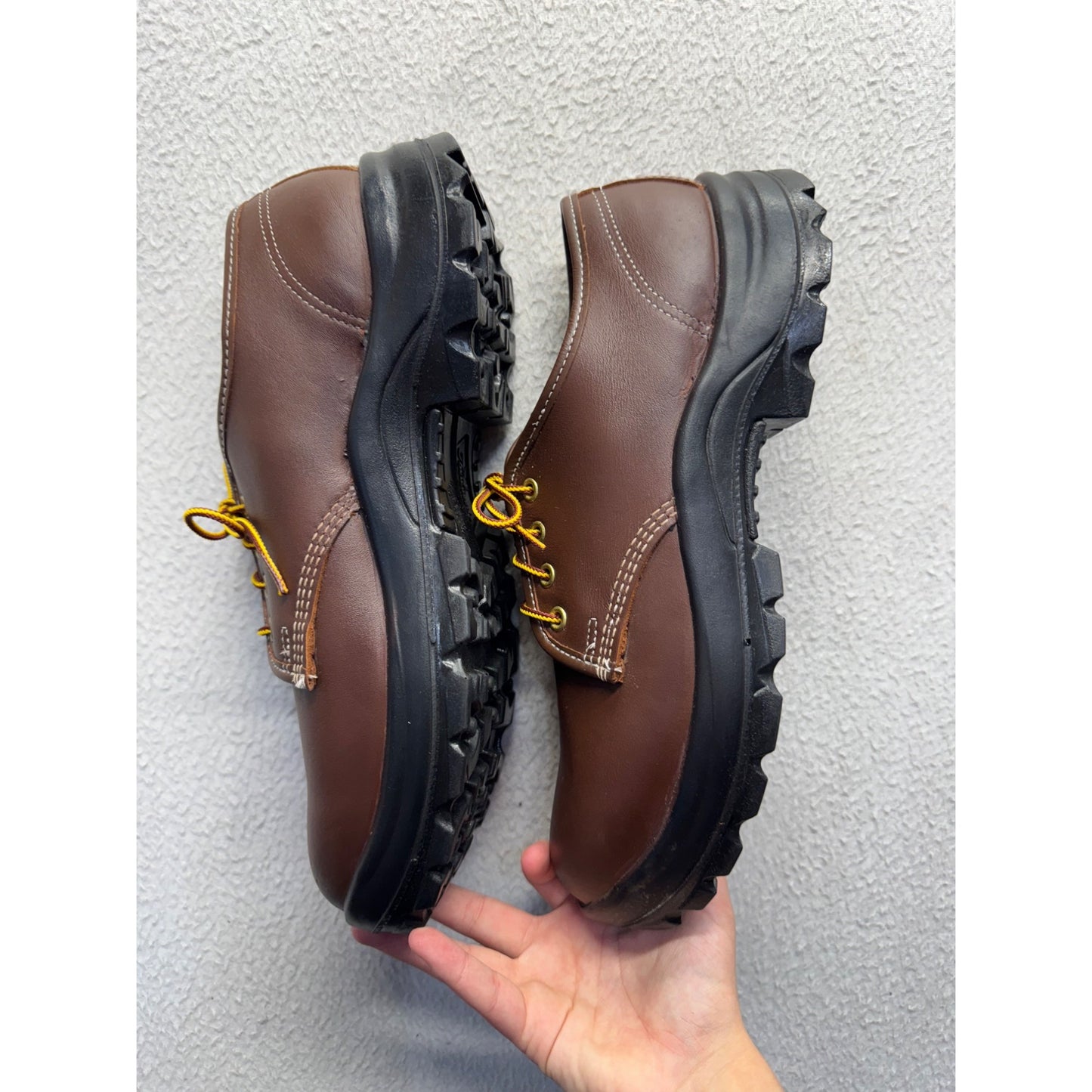 Brown Leather Lace-Up Shoes With Rugged Soles For Outdoor & Casual Wear #131B