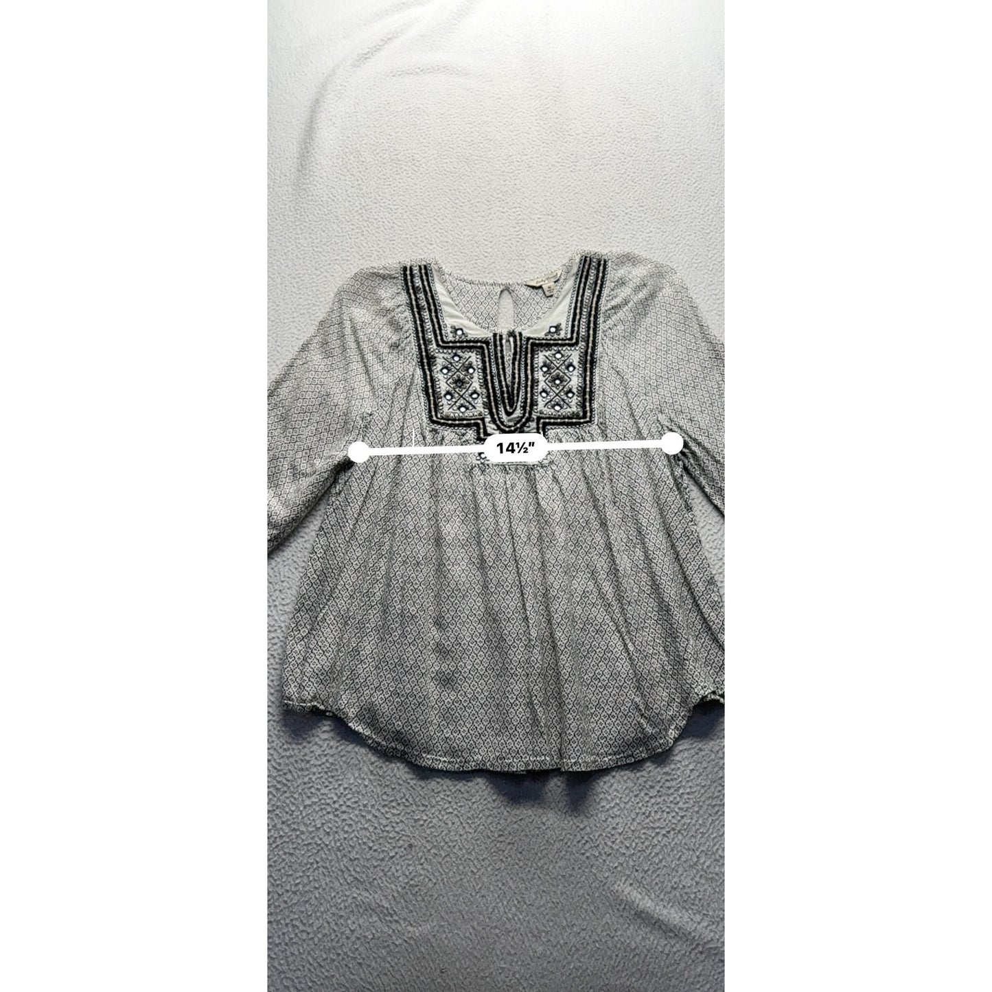 Lucky Brand Boho Embroidered Long-Sleeve Blouse Medium #9935