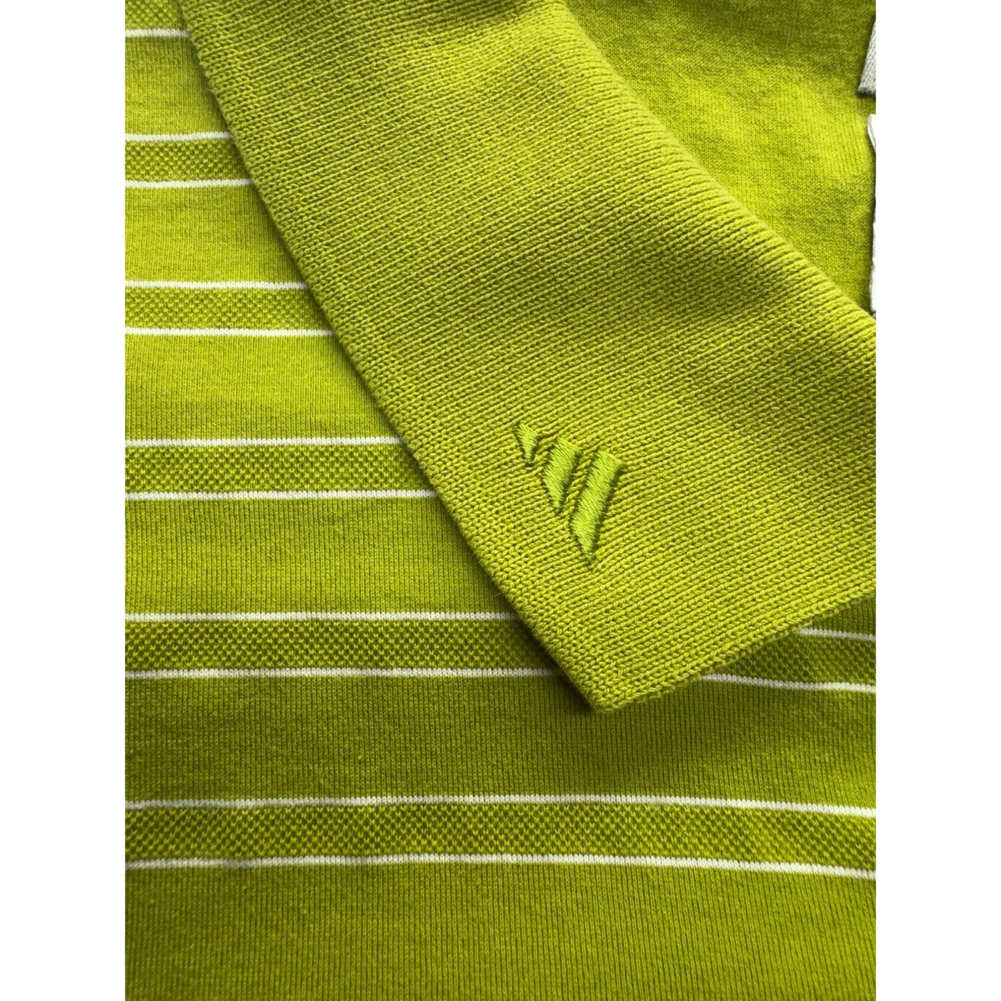 Vintage Adidas 2XL Green Striped Golf Polo Shirt  #7872
