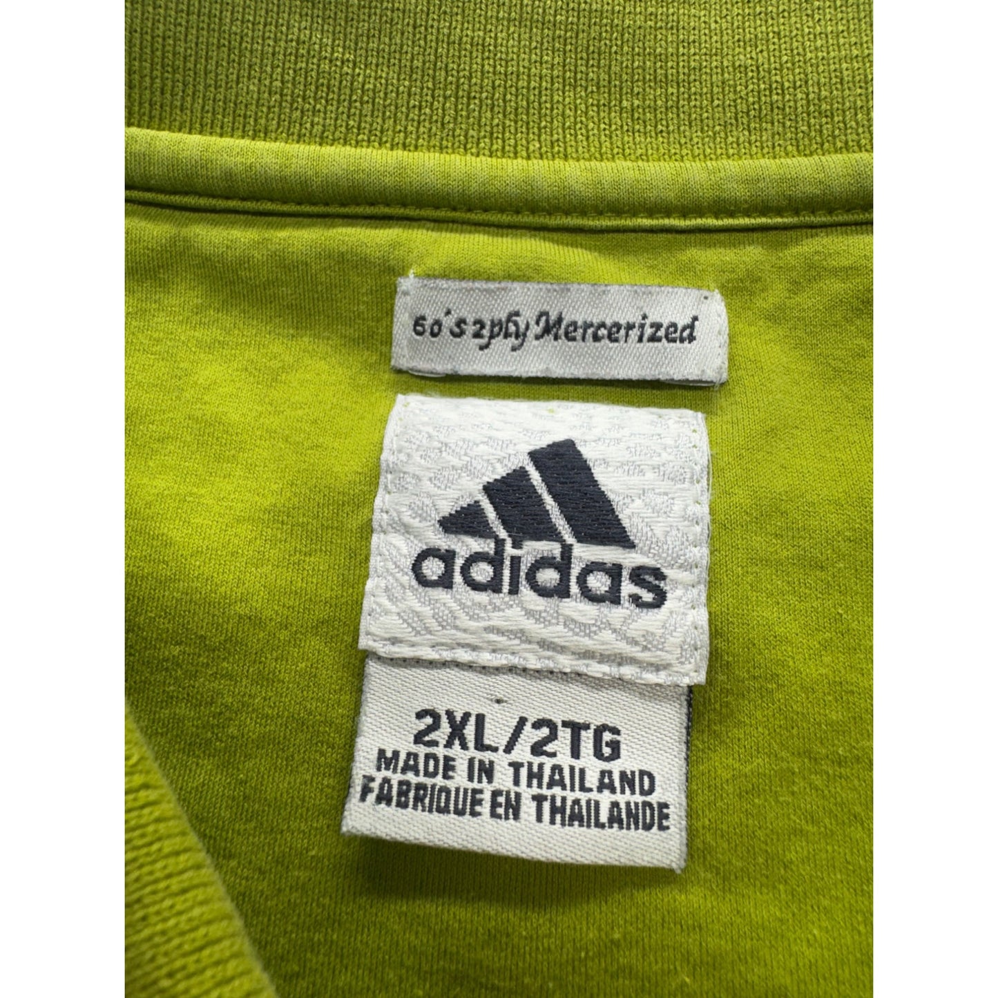 Vintage Adidas 2XL Green Striped Golf Polo Shirt  #7872