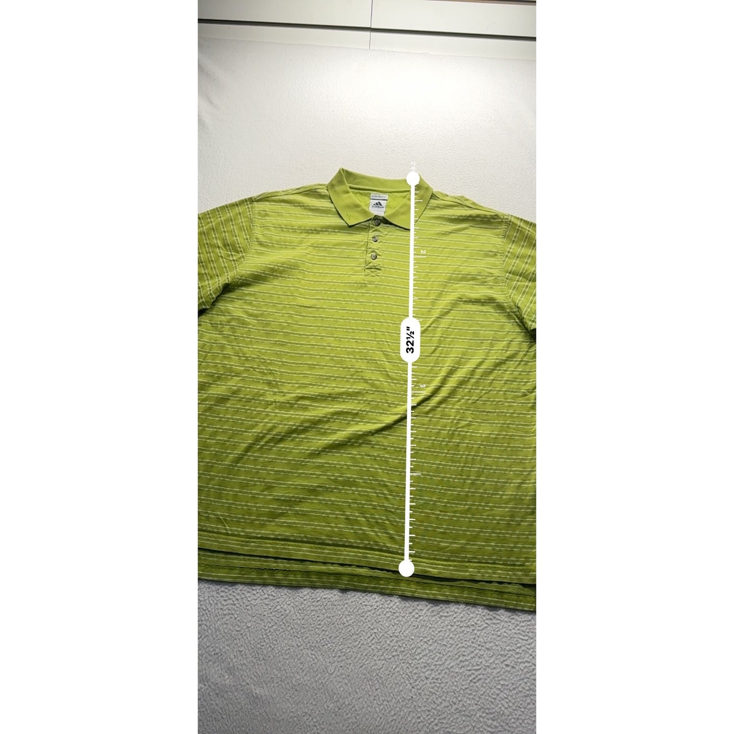 Vintage Adidas 2XL Green Striped Golf Polo Shirt  #7872