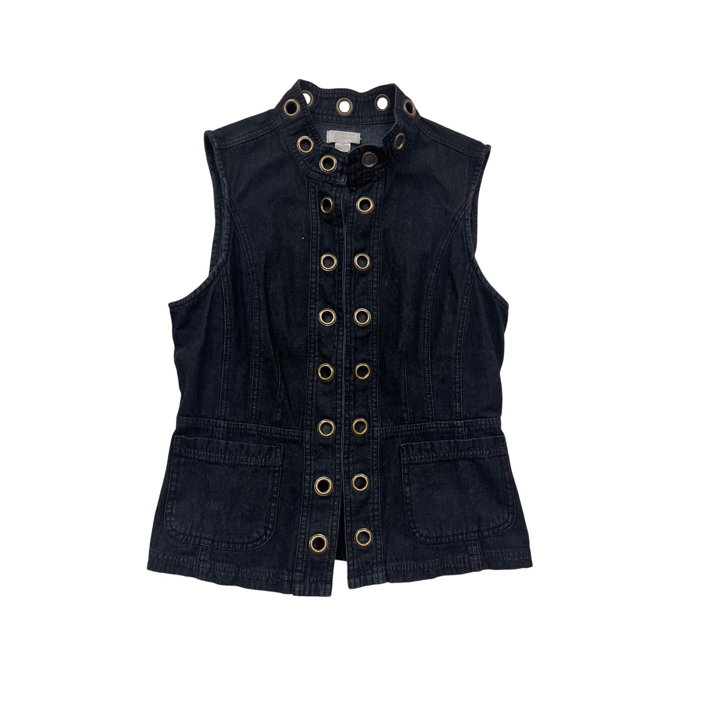 Christophe & Banks Black Denim Vest With Grommets S #346A