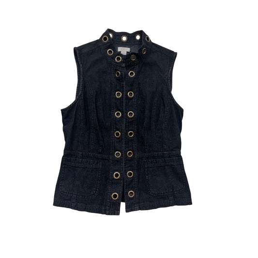 Christophe & Banks Black Denim Vest With Grommets S #346A