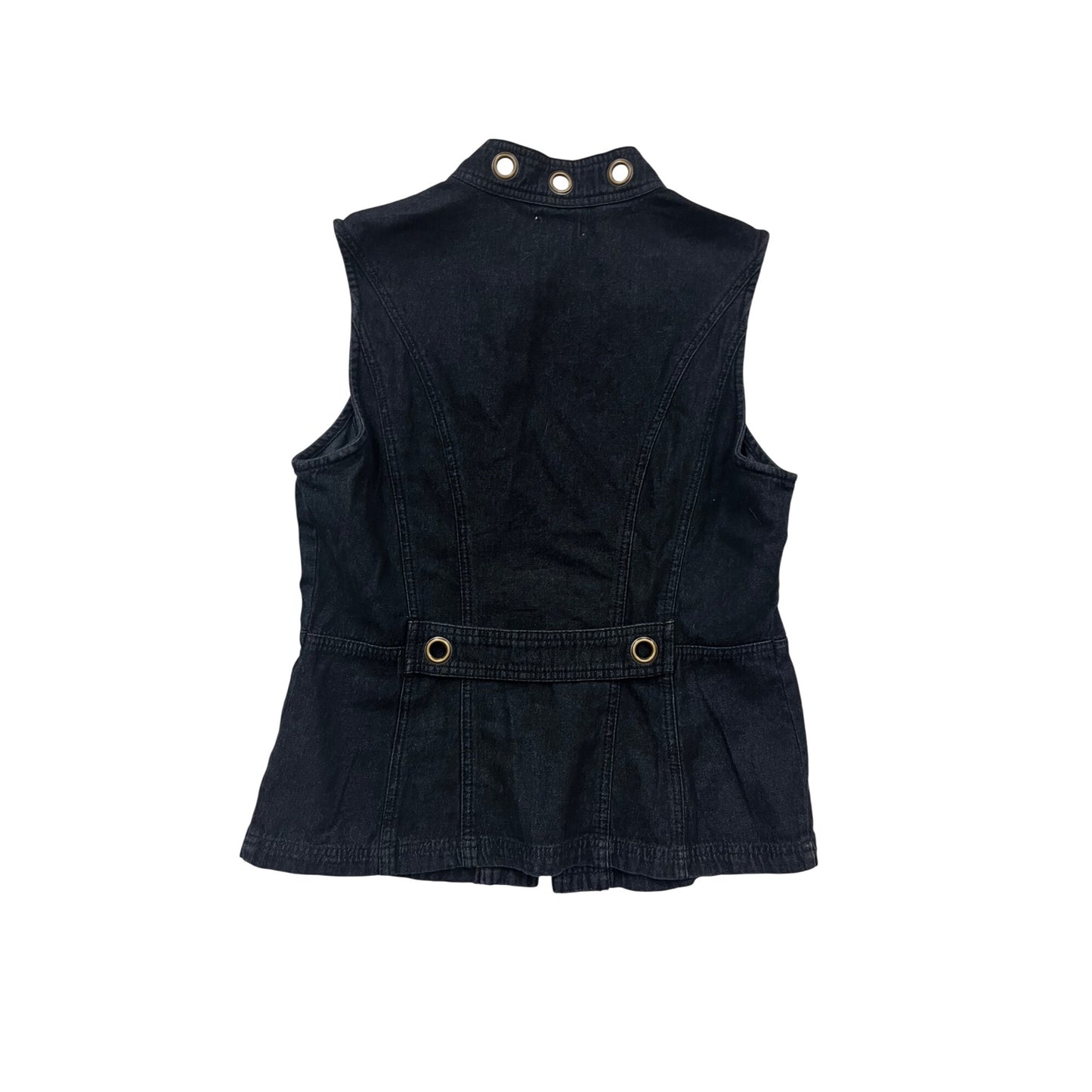 Christophe & Banks Black Denim Vest With Grommets S #346A