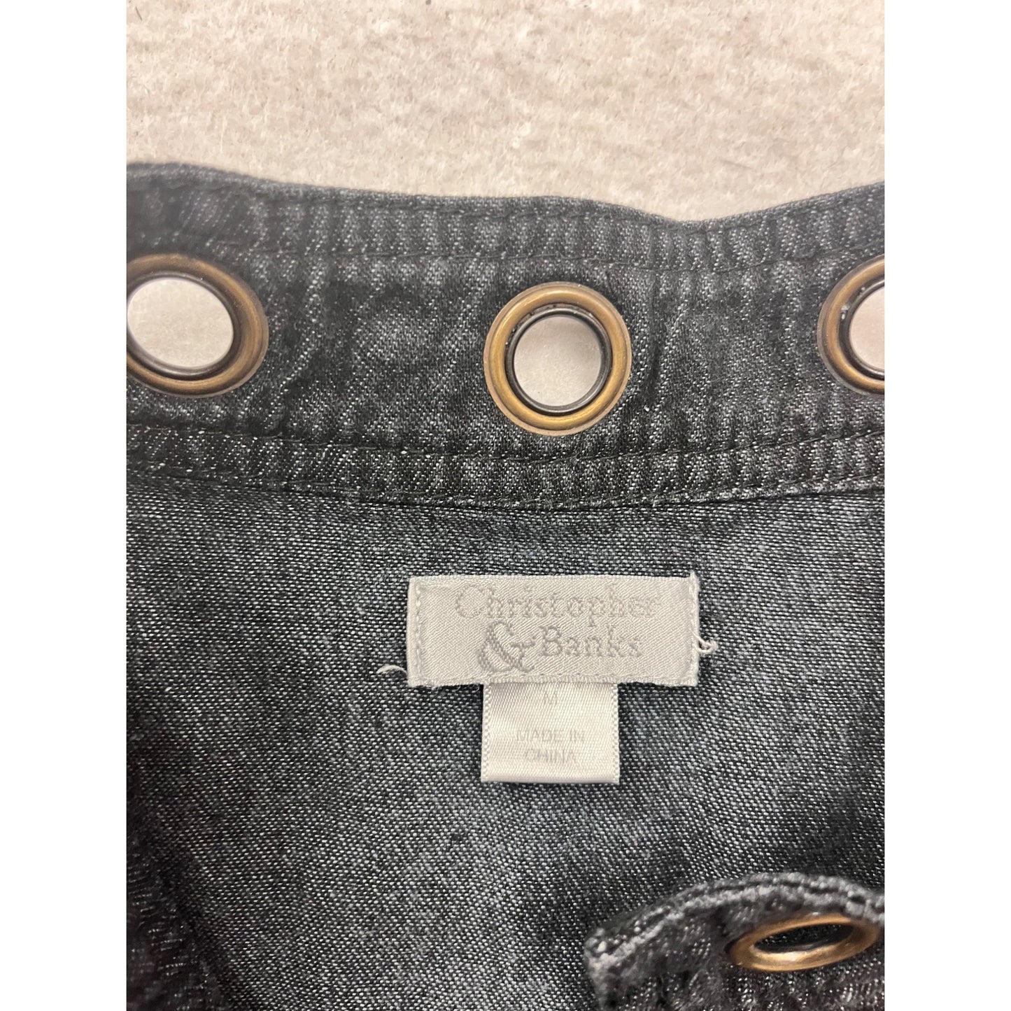 Christophe & Banks Black Denim Vest With Grommets S #346A