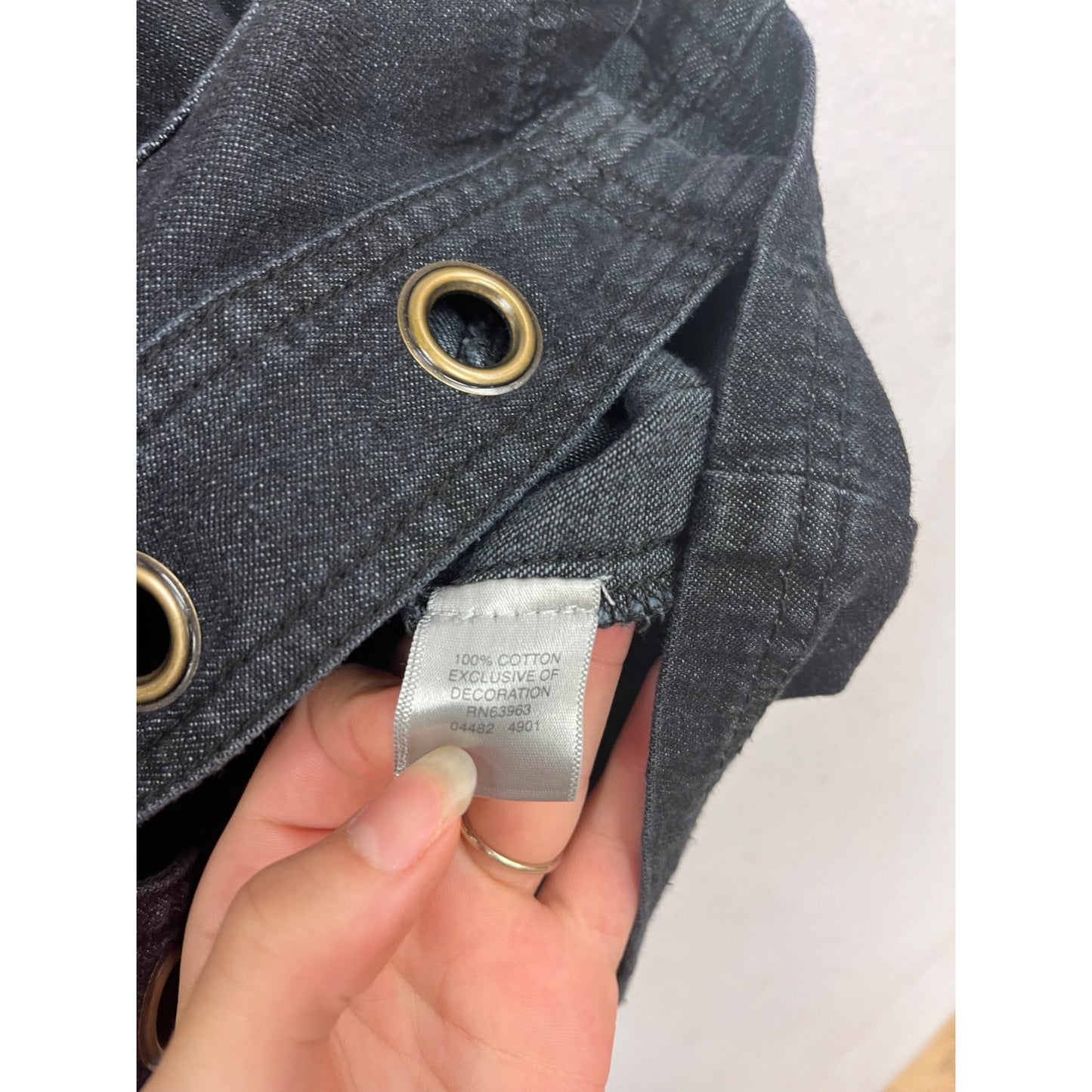 Christophe & Banks Black Denim Vest With Grommets S #346A