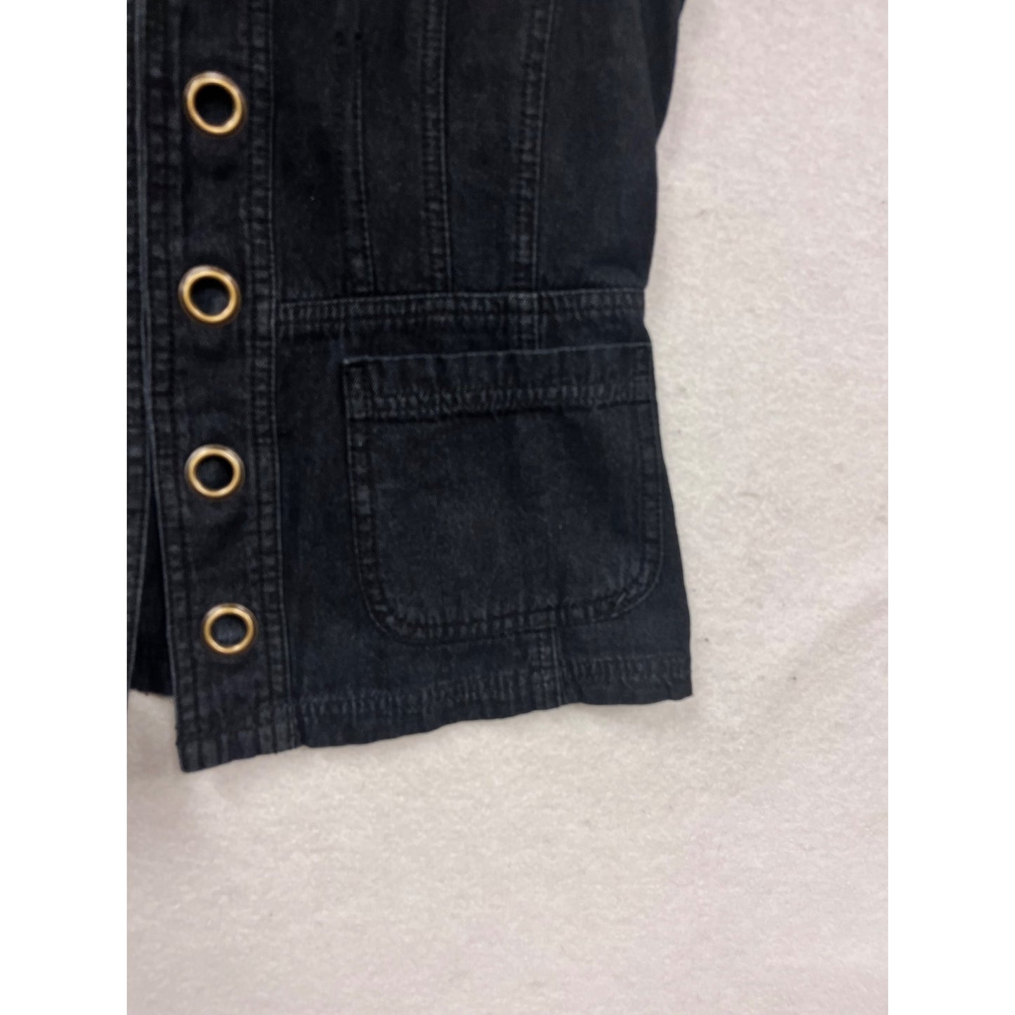 Christophe & Banks Black Denim Vest With Grommets S #346A