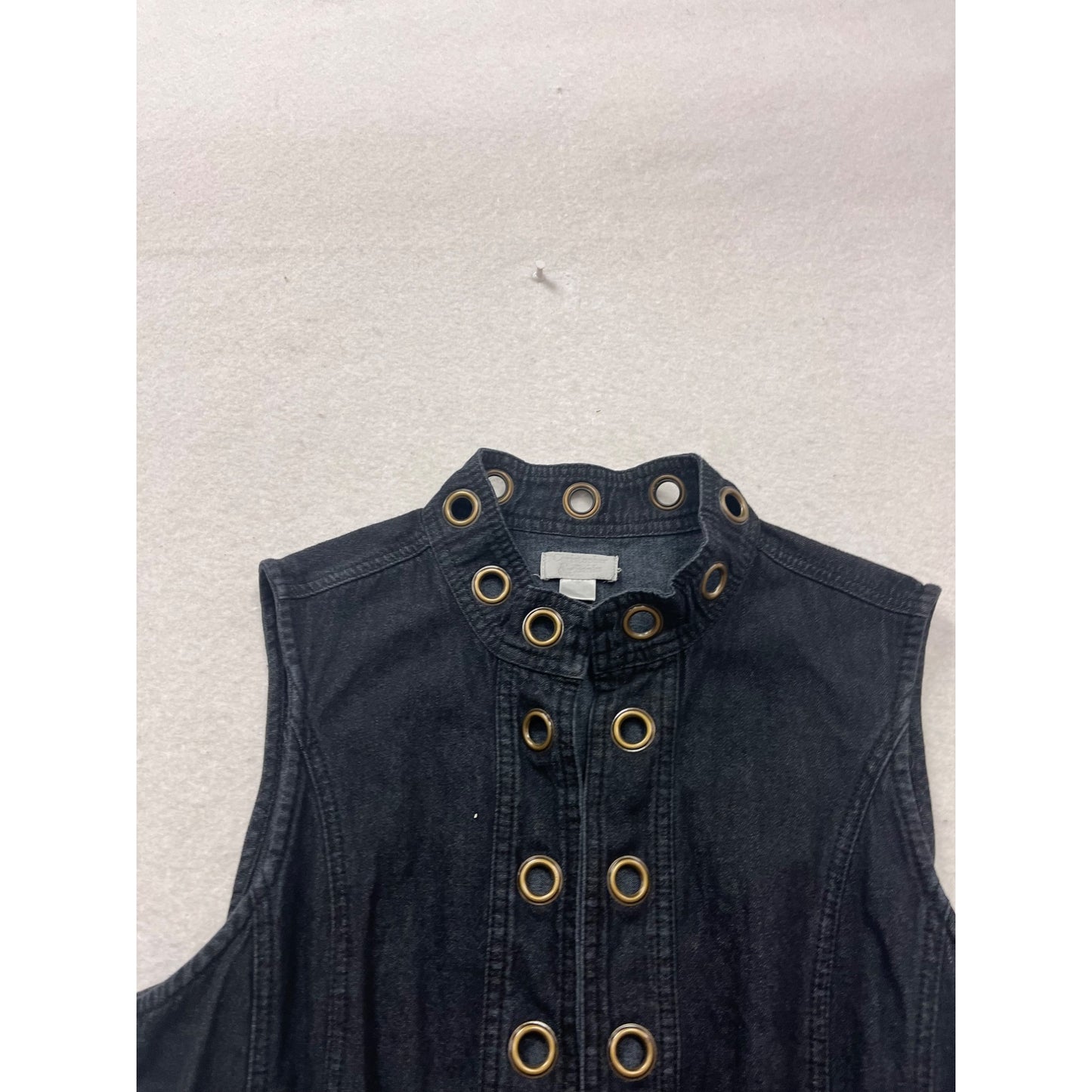 Christophe & Banks Black Denim Vest With Grommets S #346A