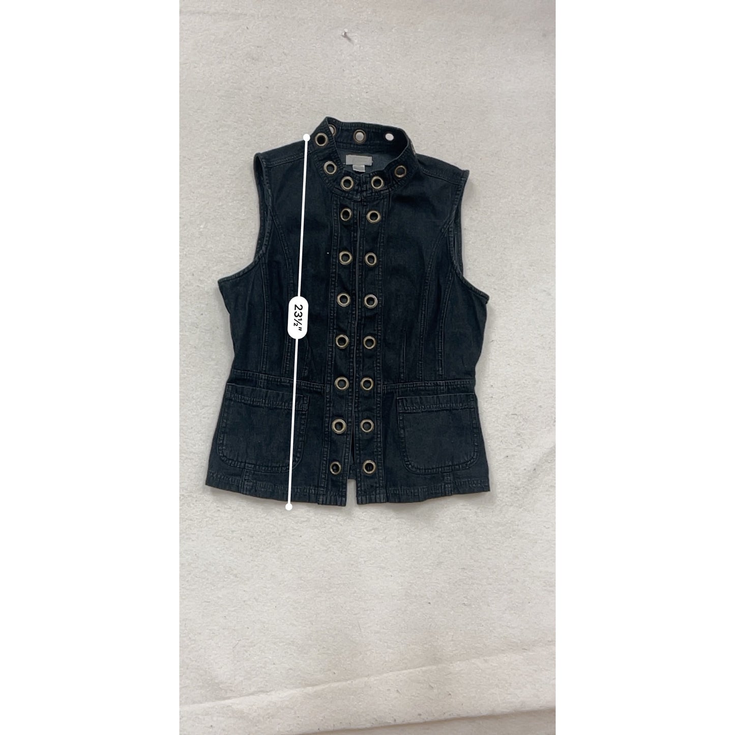 Christophe & Banks Black Denim Vest With Grommets S #346A
