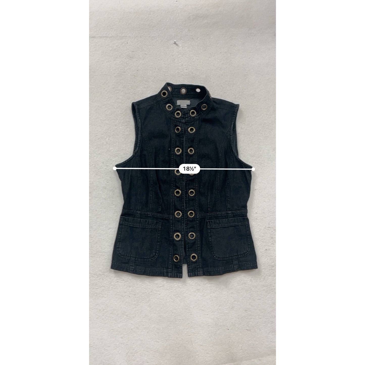 Christophe & Banks Black Denim Vest With Grommets S #346A