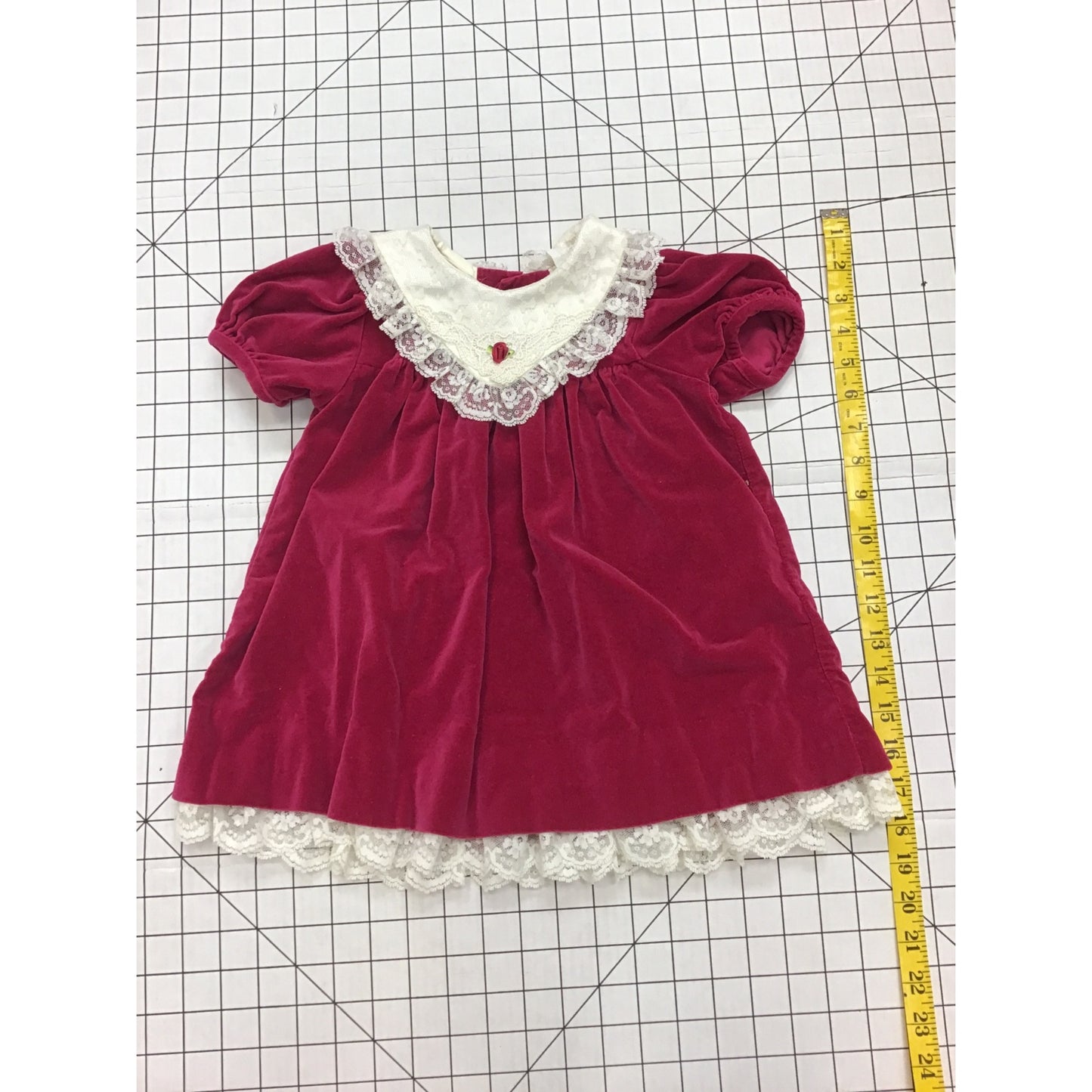 Vintage Baby Girl Velvet & Lace Dress