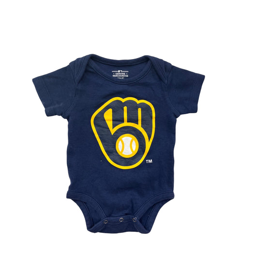 Milwaukee Brewers Baby Bodysuit Navy 0/3M Genuine Merchandise #6461