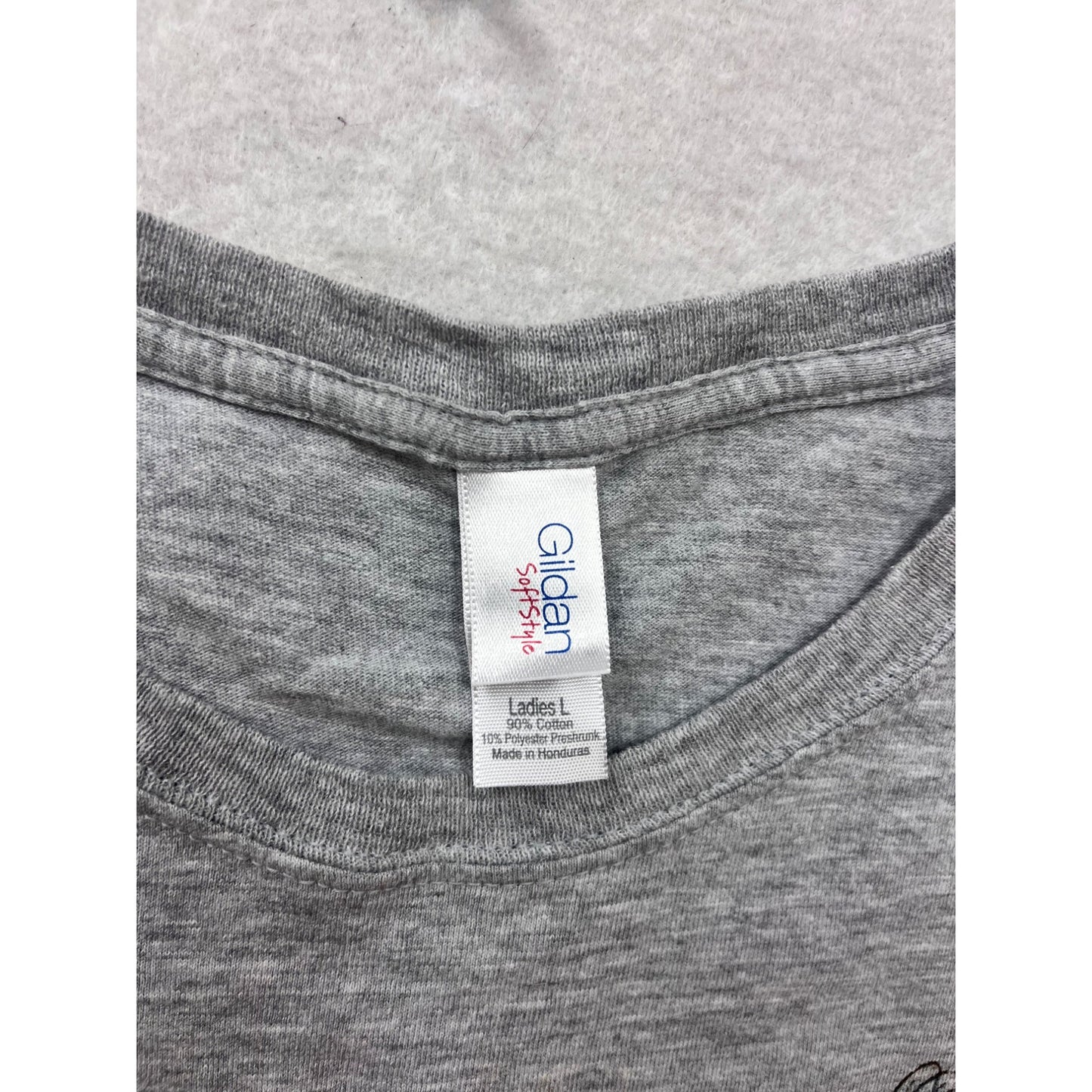 Vintage Gildan Ladies T-Shirt With Teddy Bear Print Size L Gray #684A