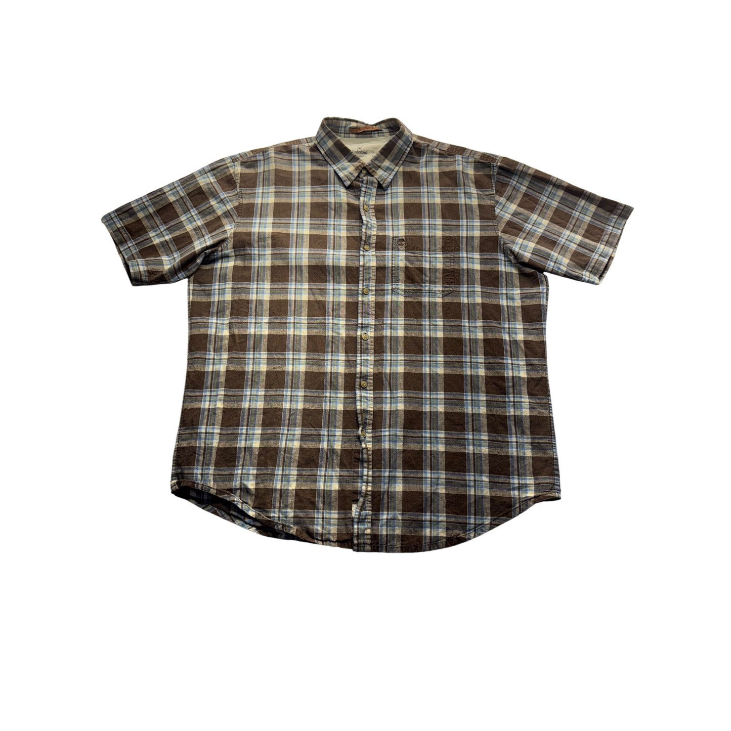 Timberland  Earthkeepers Linen Plaid Short Sleeve Button-Up Shirt  #7874
