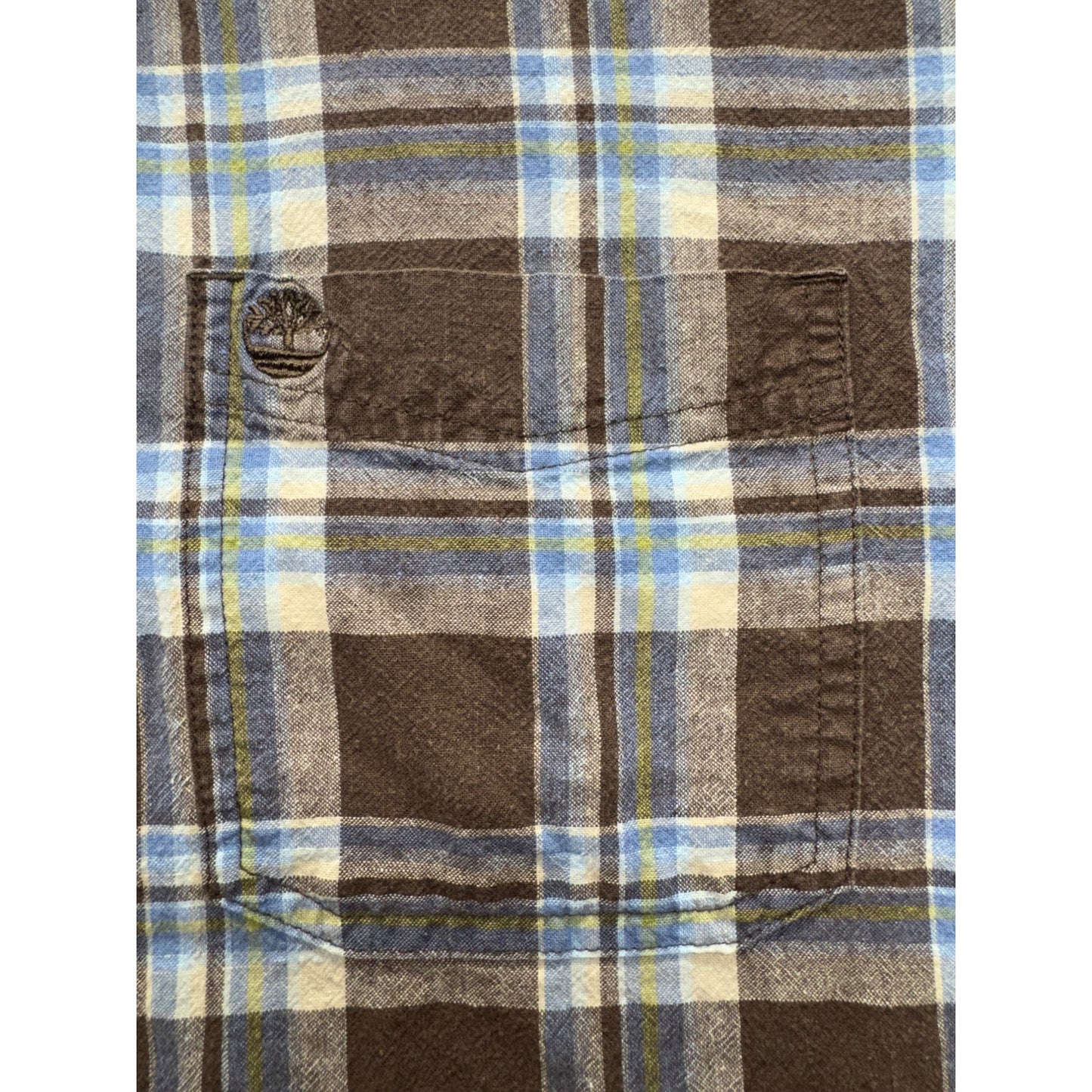 Timberland  Earthkeepers Linen Plaid Short Sleeve Button-Up Shirt  #7874