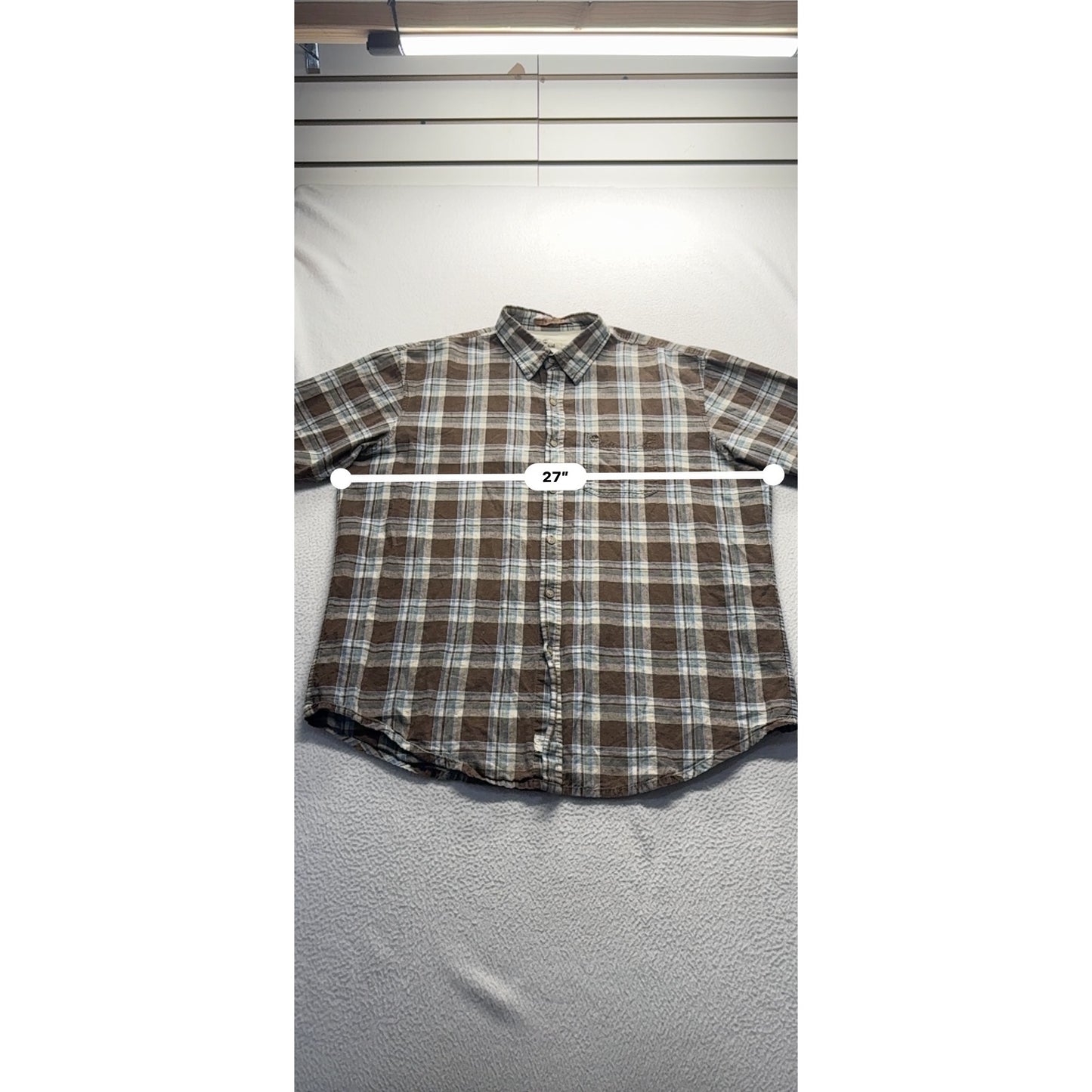 Timberland  Earthkeepers Linen Plaid Short Sleeve Button-Up Shirt  #7874
