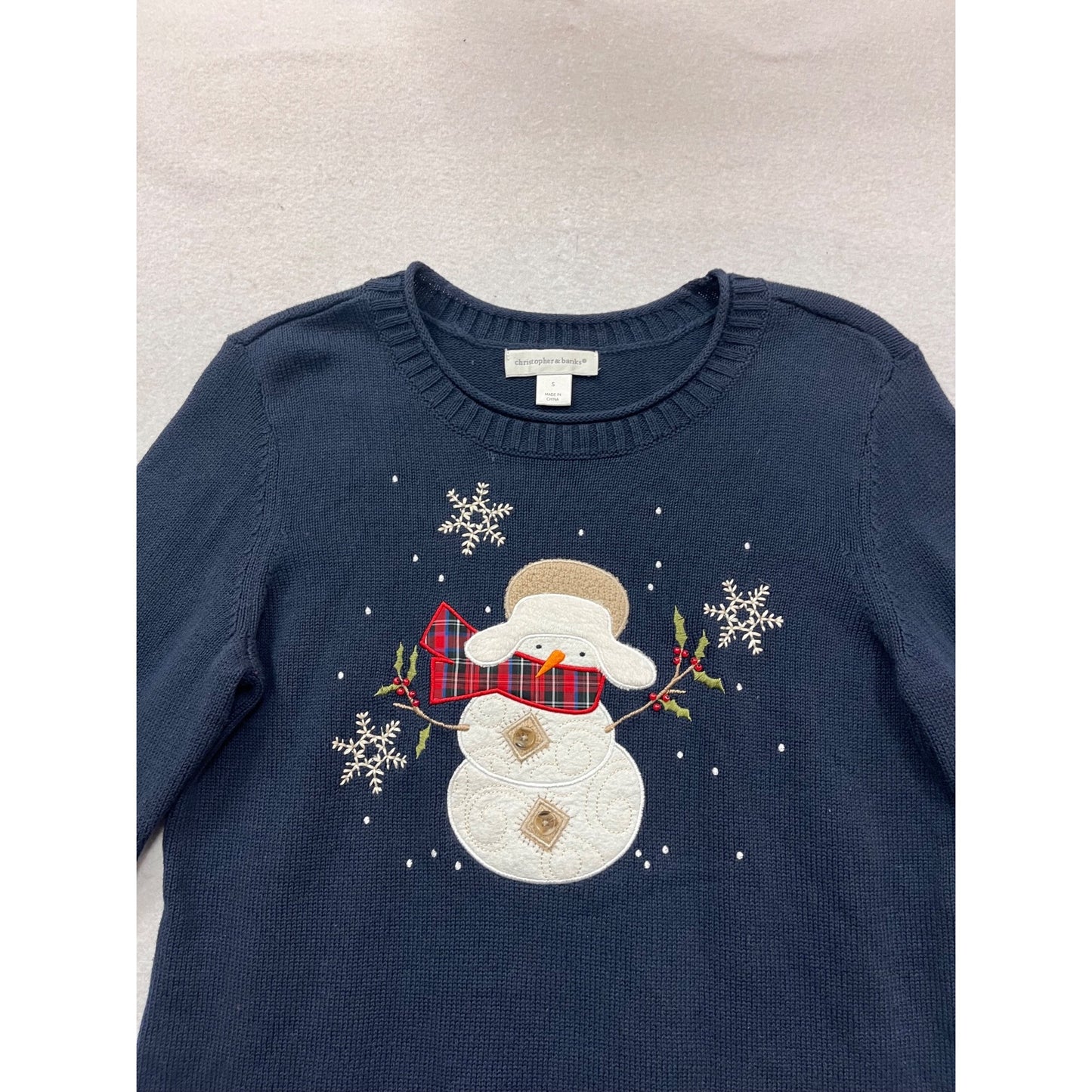 Christopher & Banks Snowman Sweater Small #995A