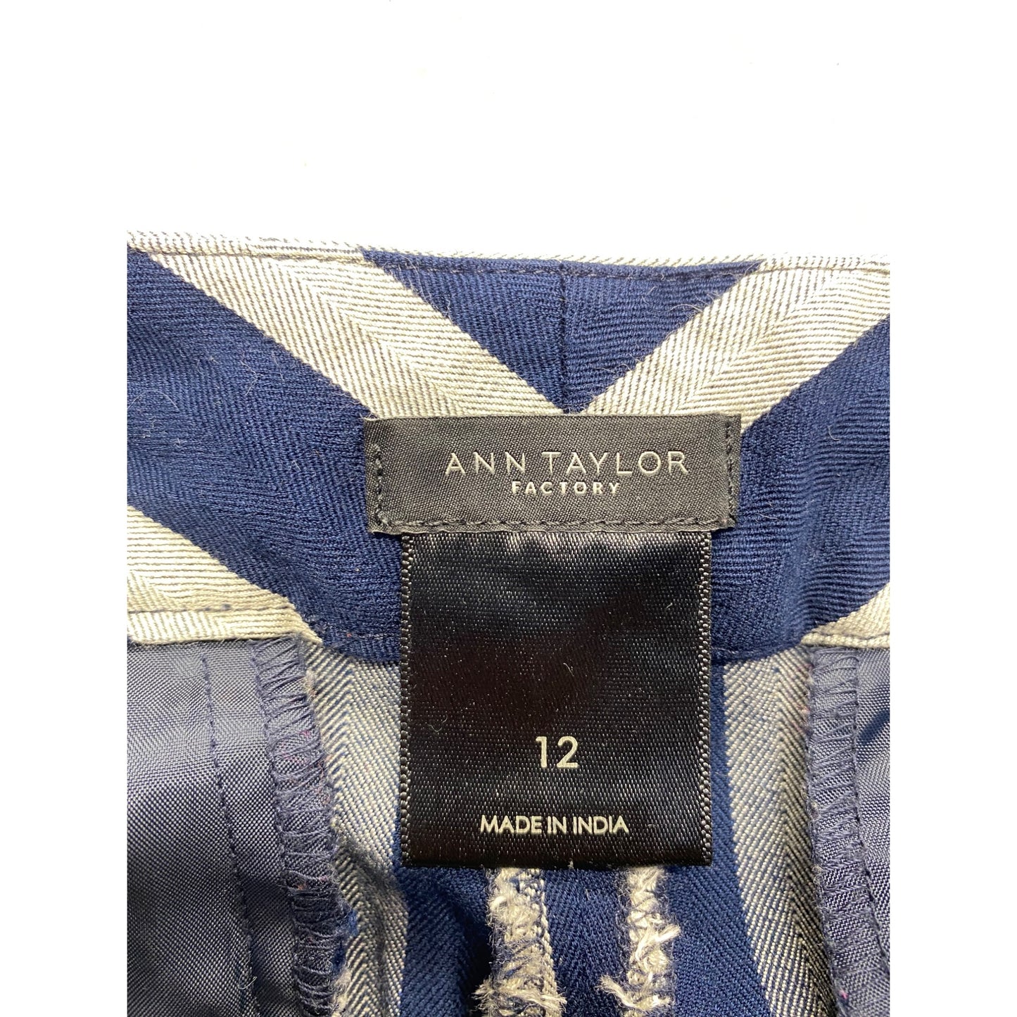 Ann Taylor Factory Womens Striped Navy & White Wide-Leg Pants Size 12 #7044