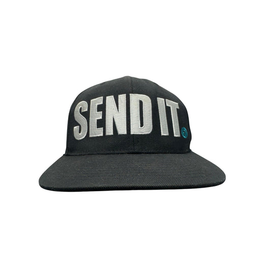 Send It Black Snapback Hat Flat Brim Adjustable Embroidered Logo #369B