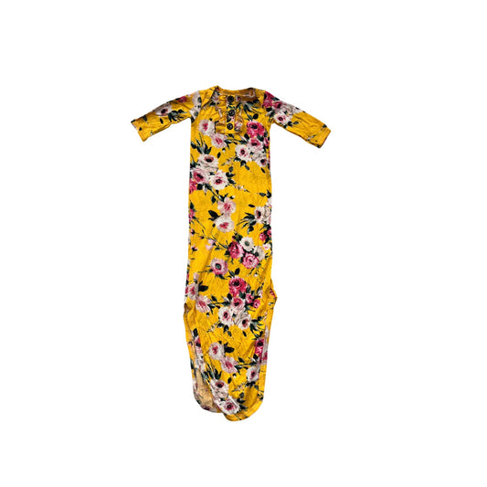 Yellow Floral Baby Gown 3/6M With Button Detail By Gigi & Max #6560