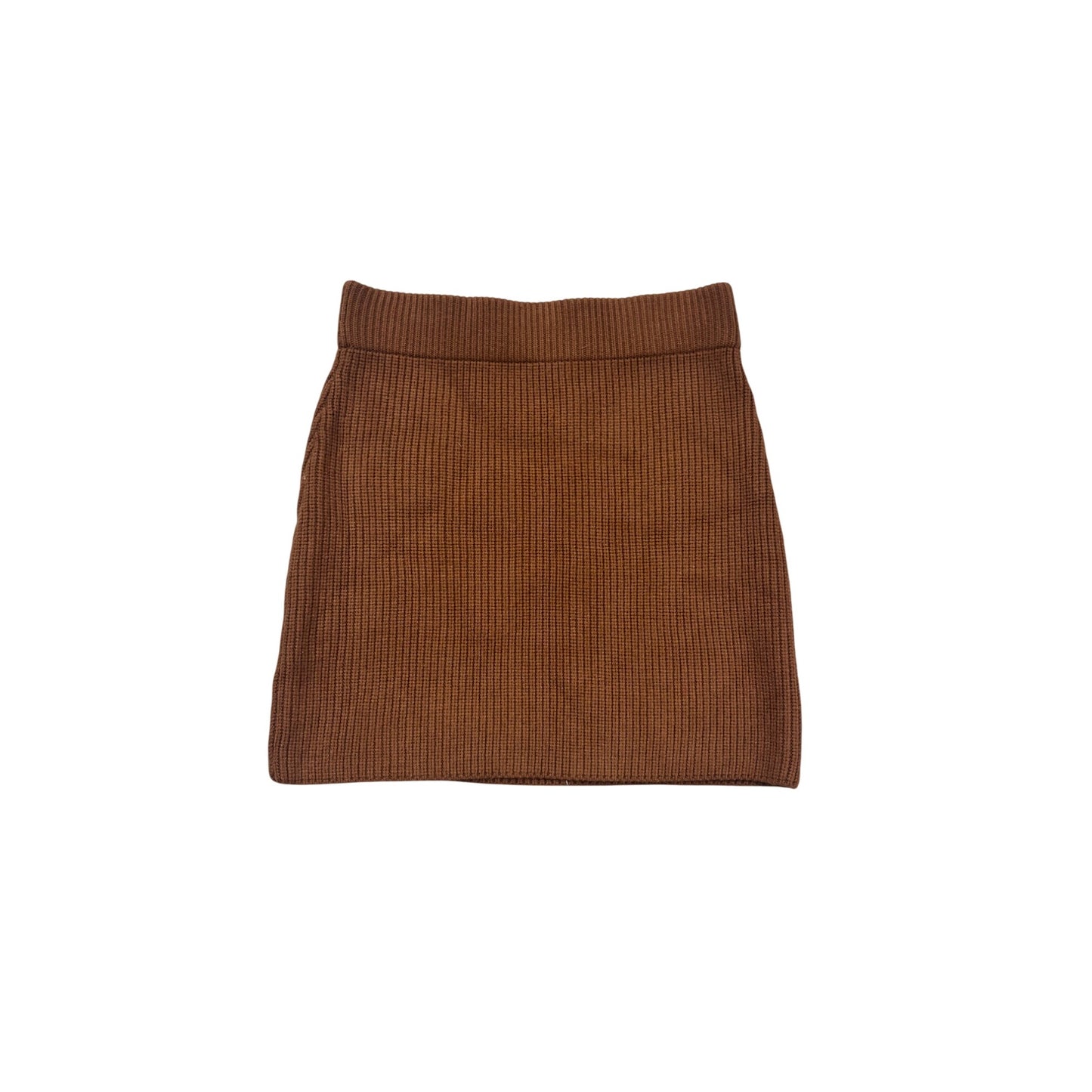 She + Sky Ribbed Brown Mini Skirt L #701A