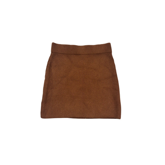 She + Sky Ribbed Brown Mini Skirt L #701A