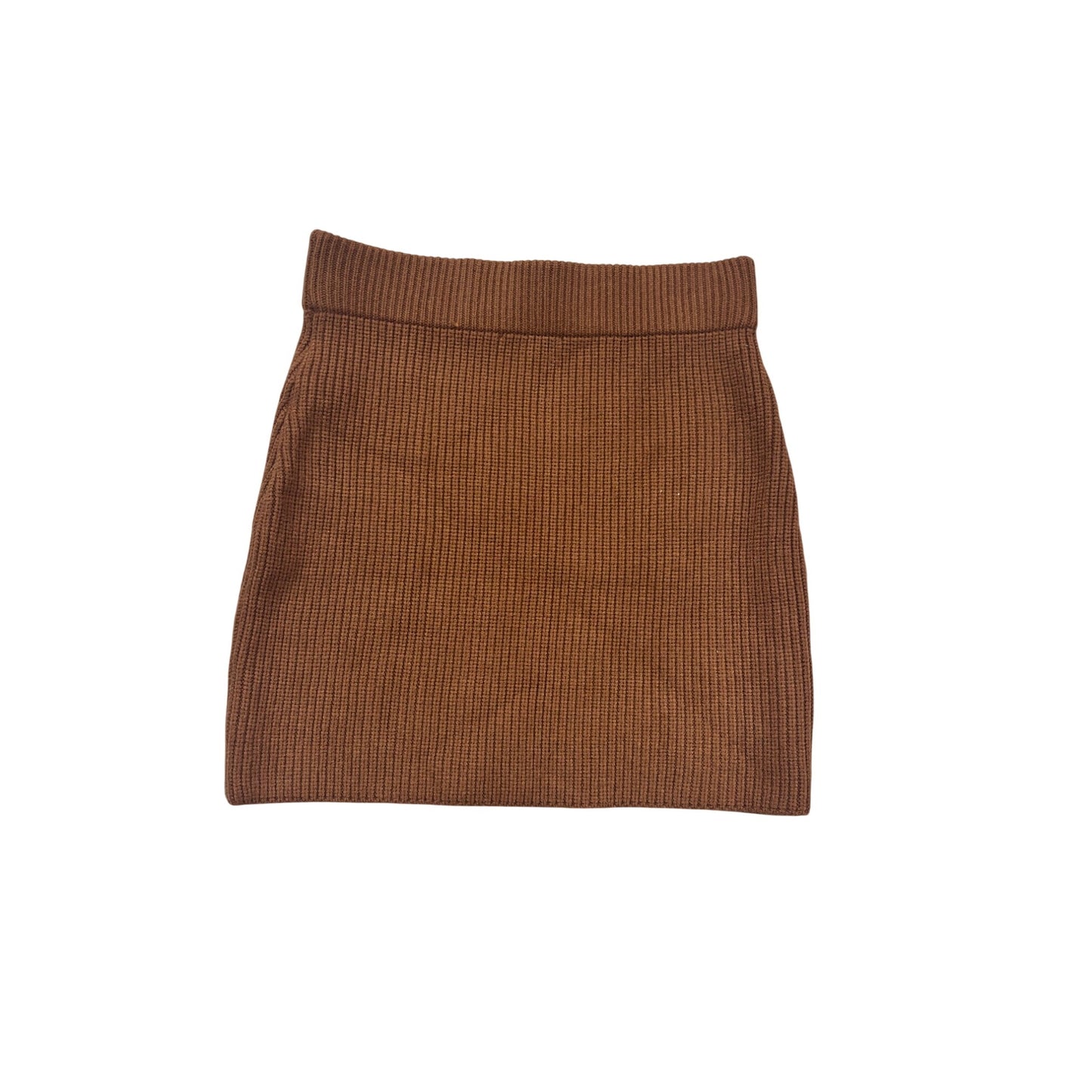 She + Sky Ribbed Brown Mini Skirt L #701A