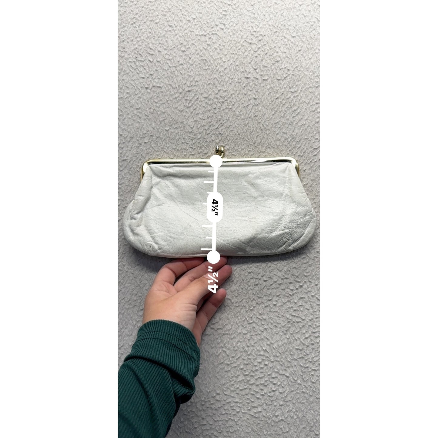 Vintage White Leather Coin Purse With Floral Embroidery 42B