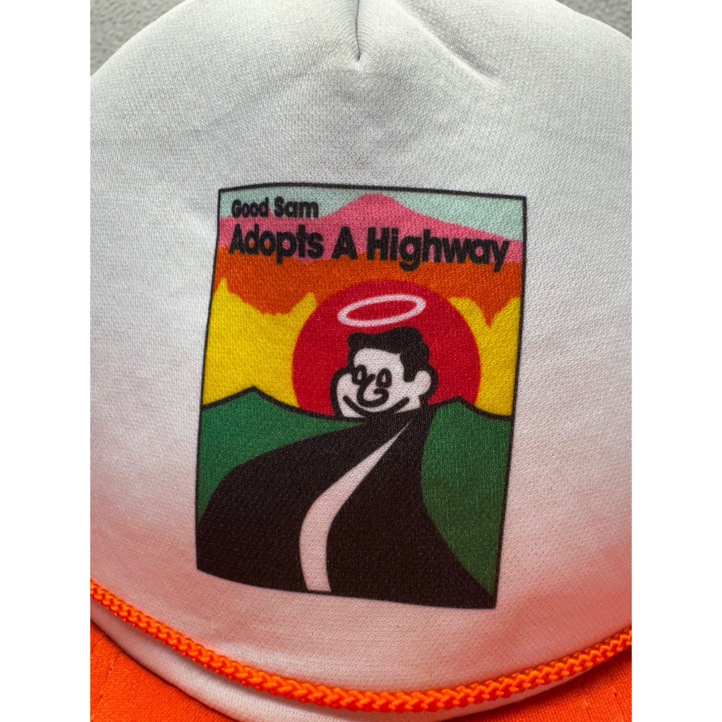 Good Sam Adopts A Highway Trucker Hat Orange & White Mesh Snapback Cap #9698