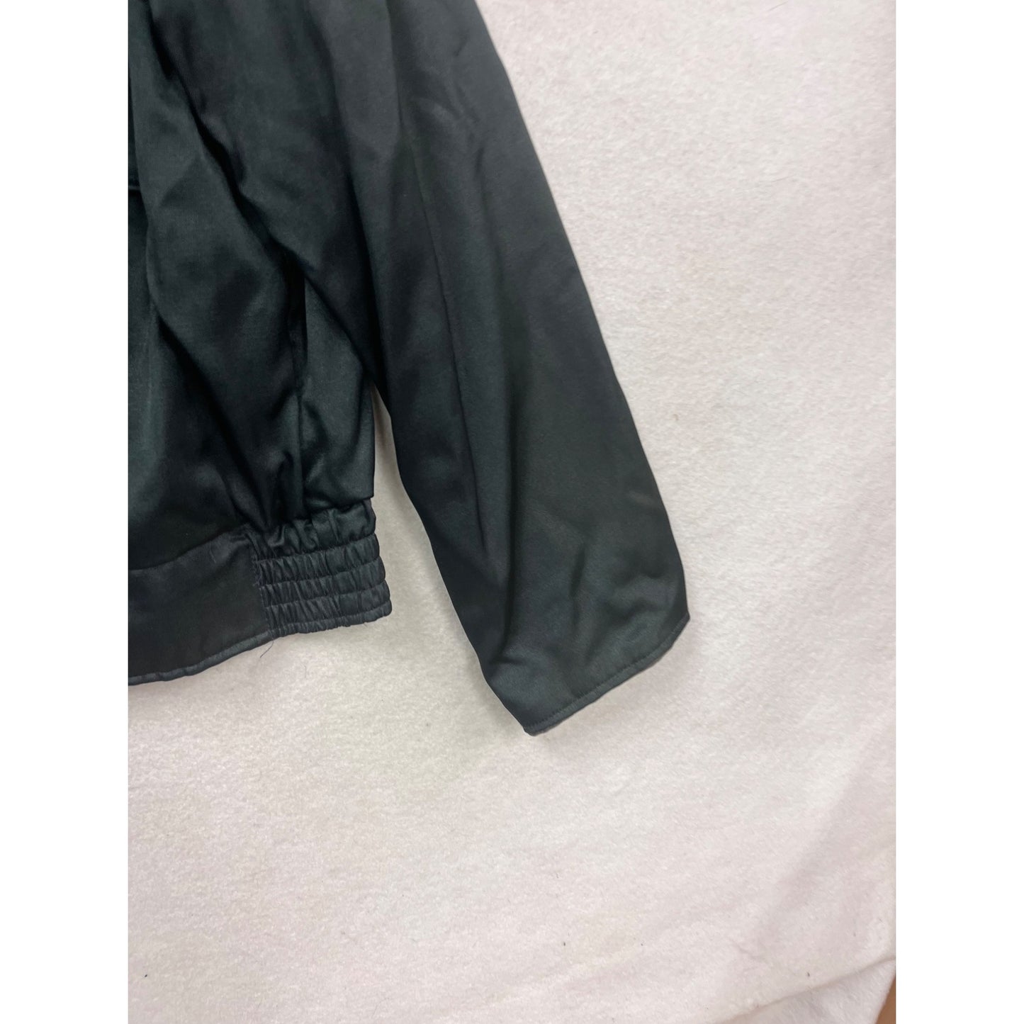 Black Zipper Jacket With Corduroy Collar & Gold Button Details #830A