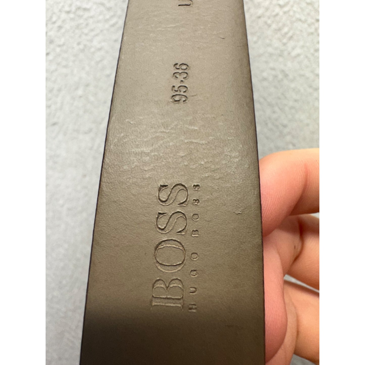 Black Leather Hugo Boss Belt W/ Silver Buckle Classic Mens Accessory #70B